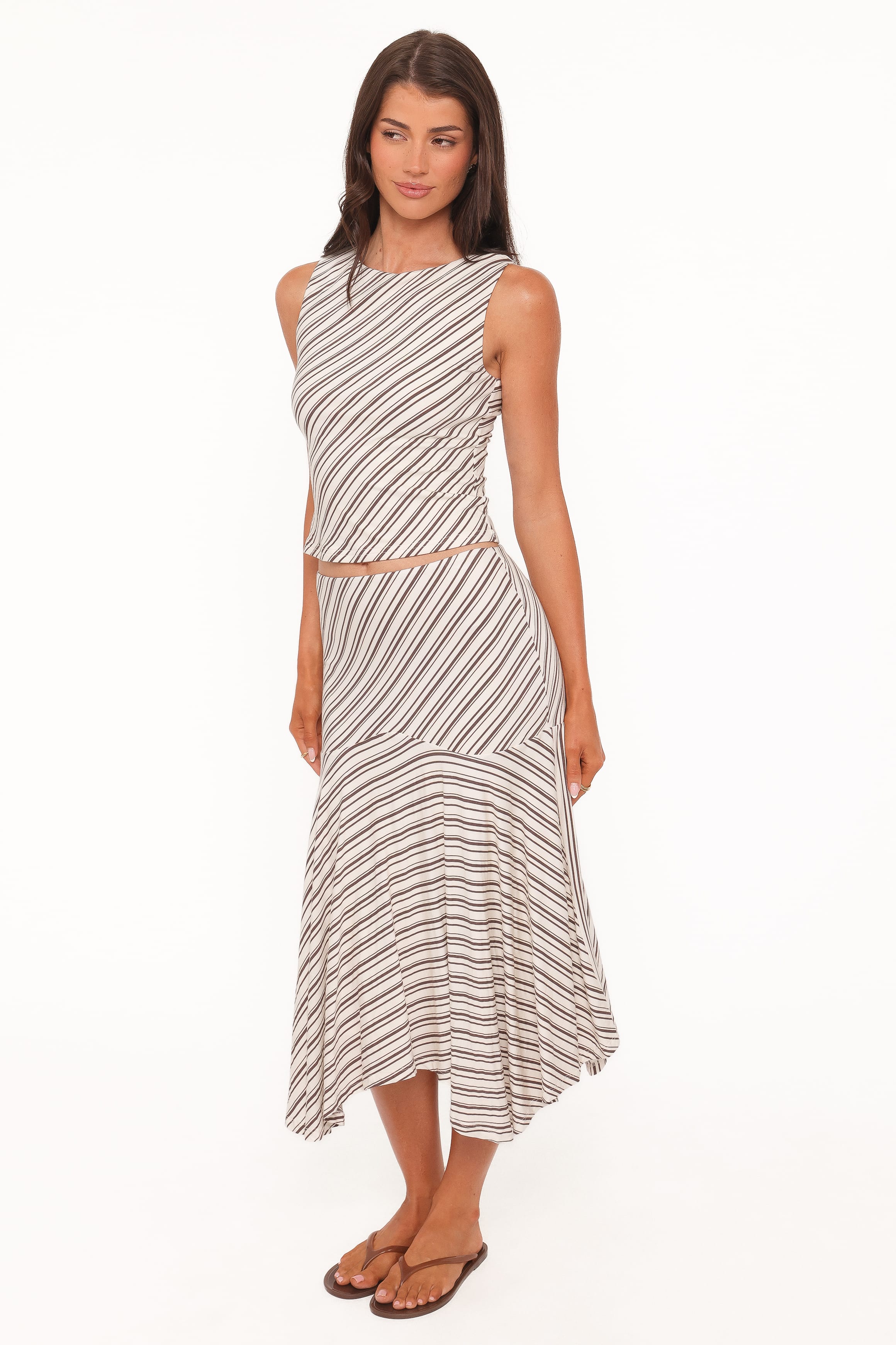 Petal and Pup USA SETS Amber Skirt Set - Cream/Brown Stripe