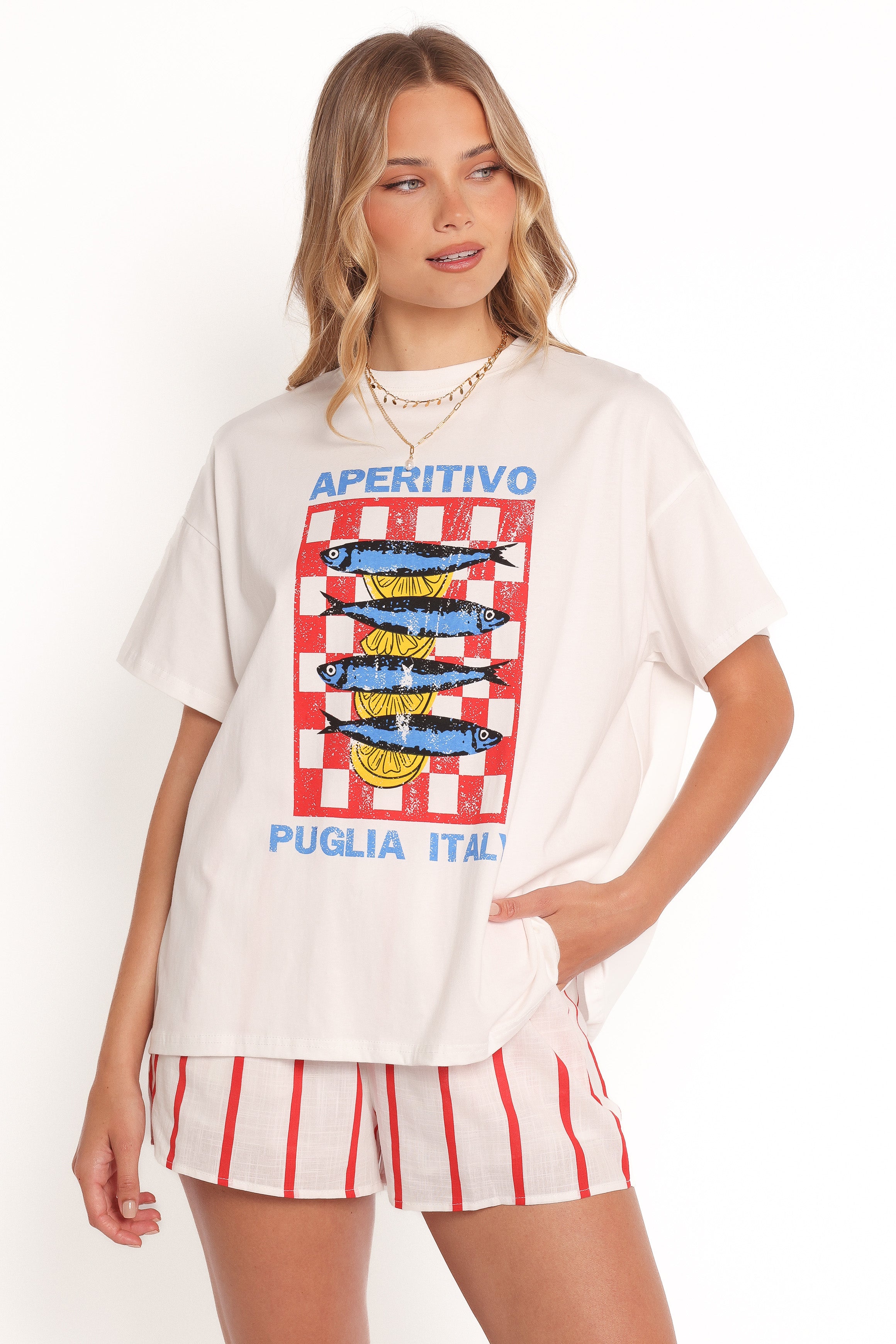 Petal and Pup USA SETS Aperitivo Tee Set - White Red Aperitivo