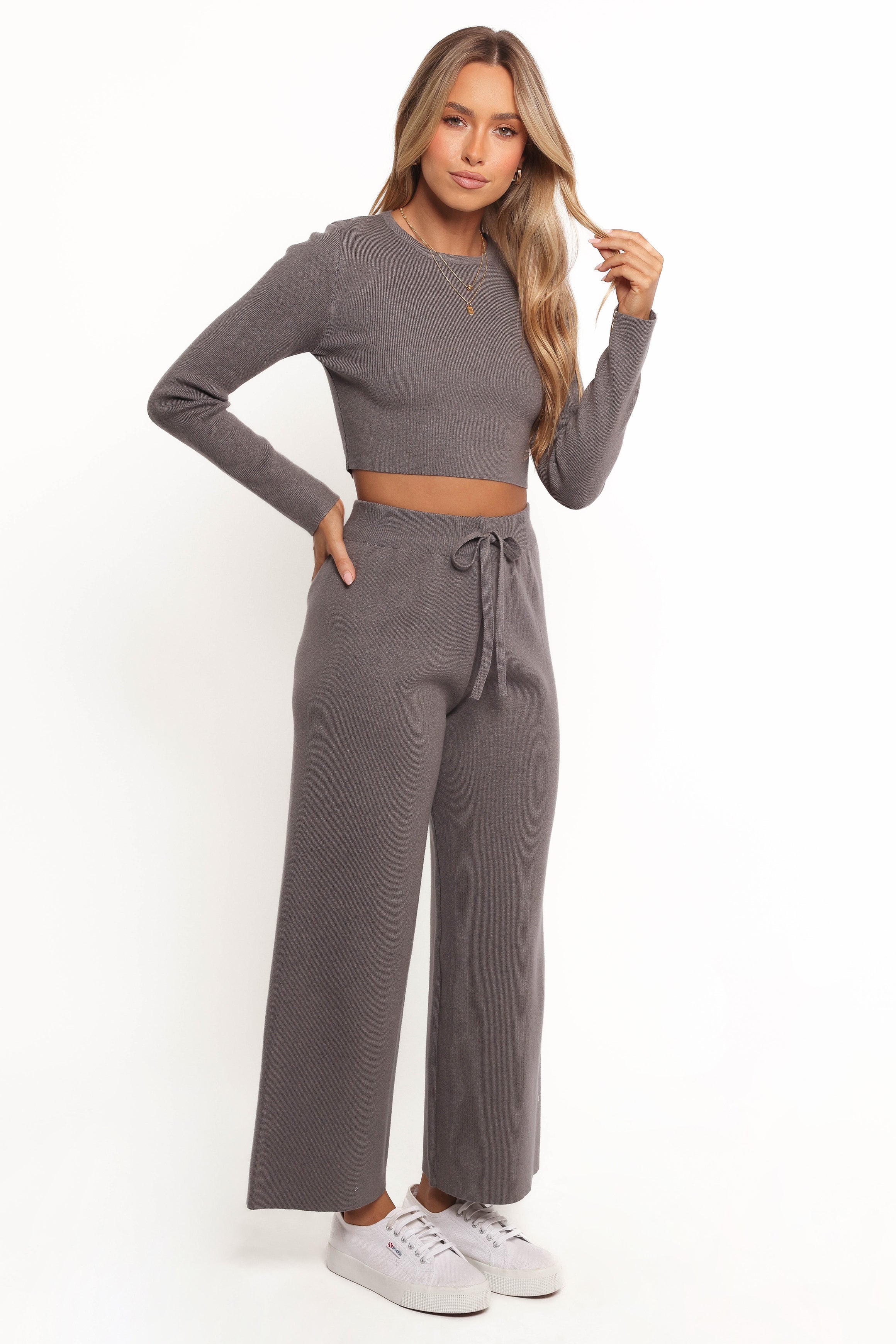 Petal and Pup USA SETS Ayers Long Sleeve Set - Charcoal Grey