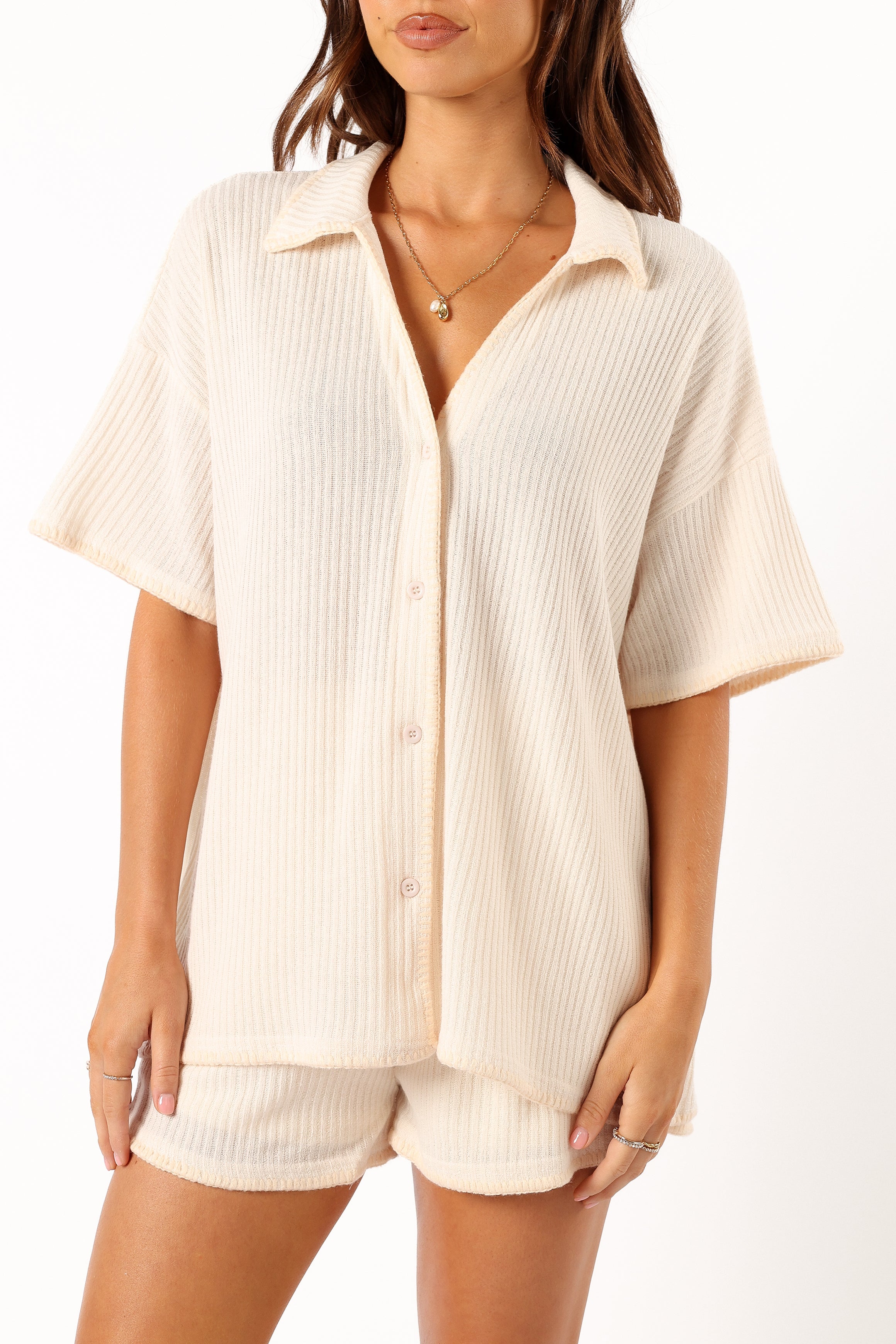 Petal and Pup USA SETS Bobby Knit Short Set - Beige