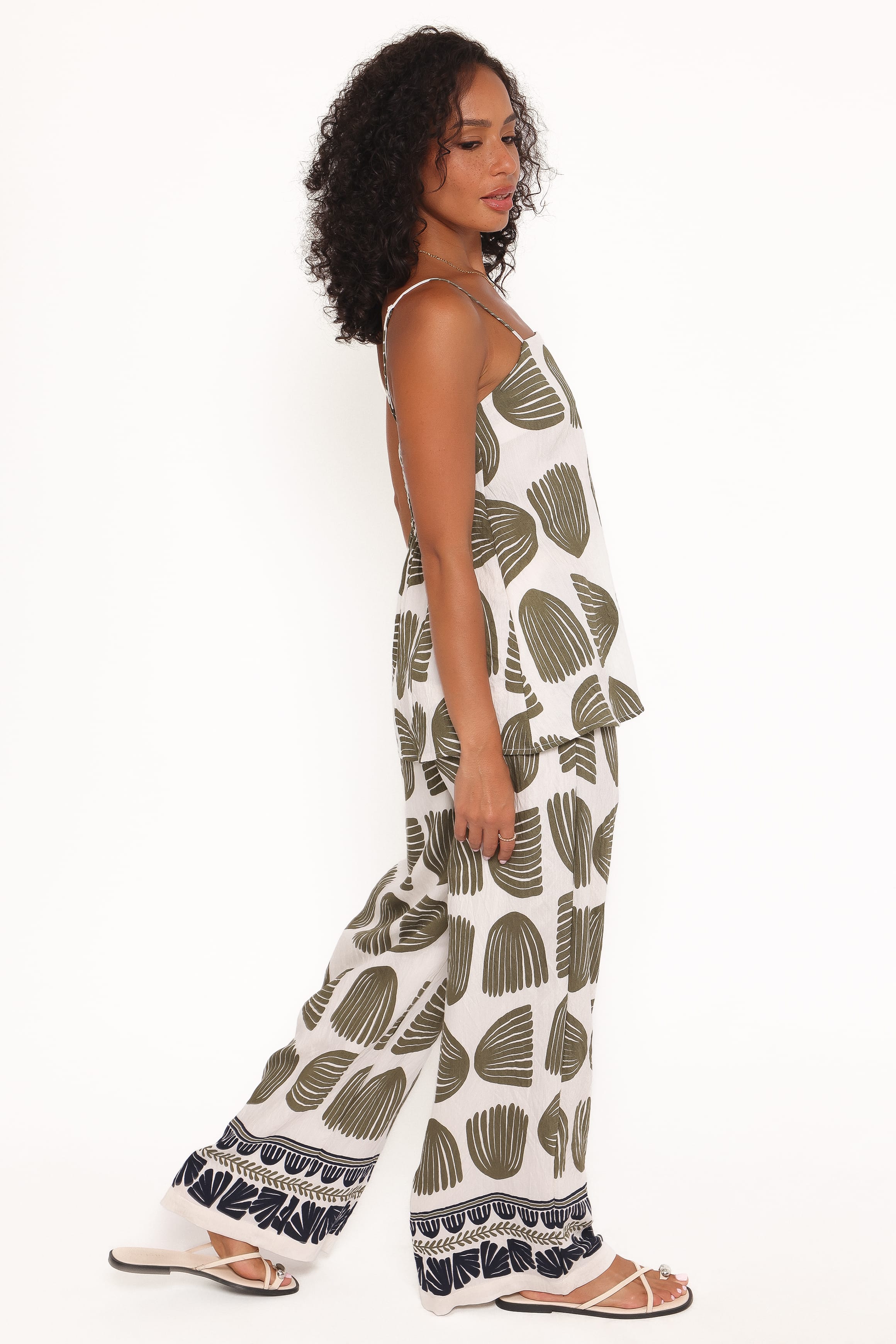 Petal and Pup USA SETS Brianna Pant Set - Green Palm Print
