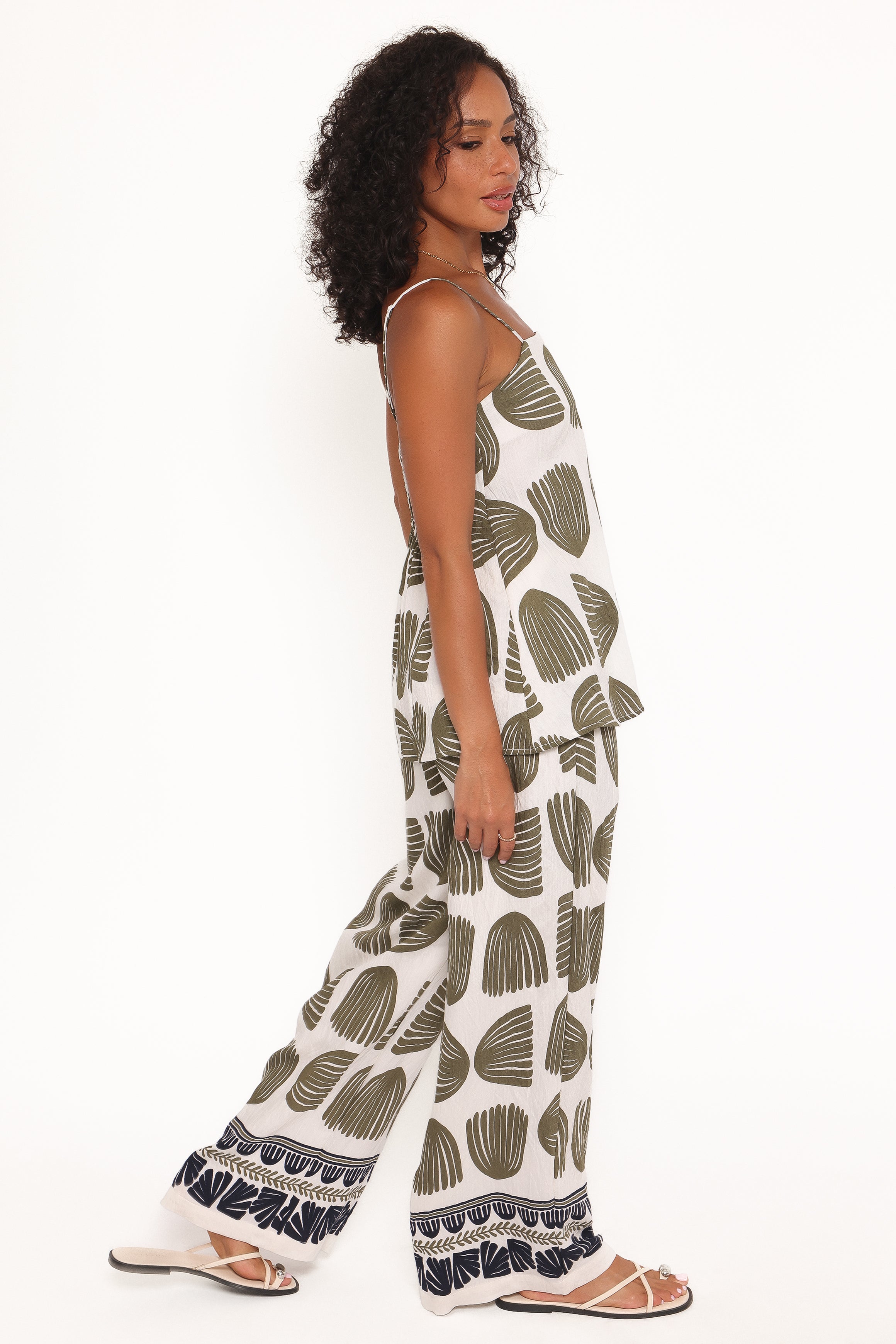 Petal and Pup USA SETS Brianna Pant Set - Green Palm Print
