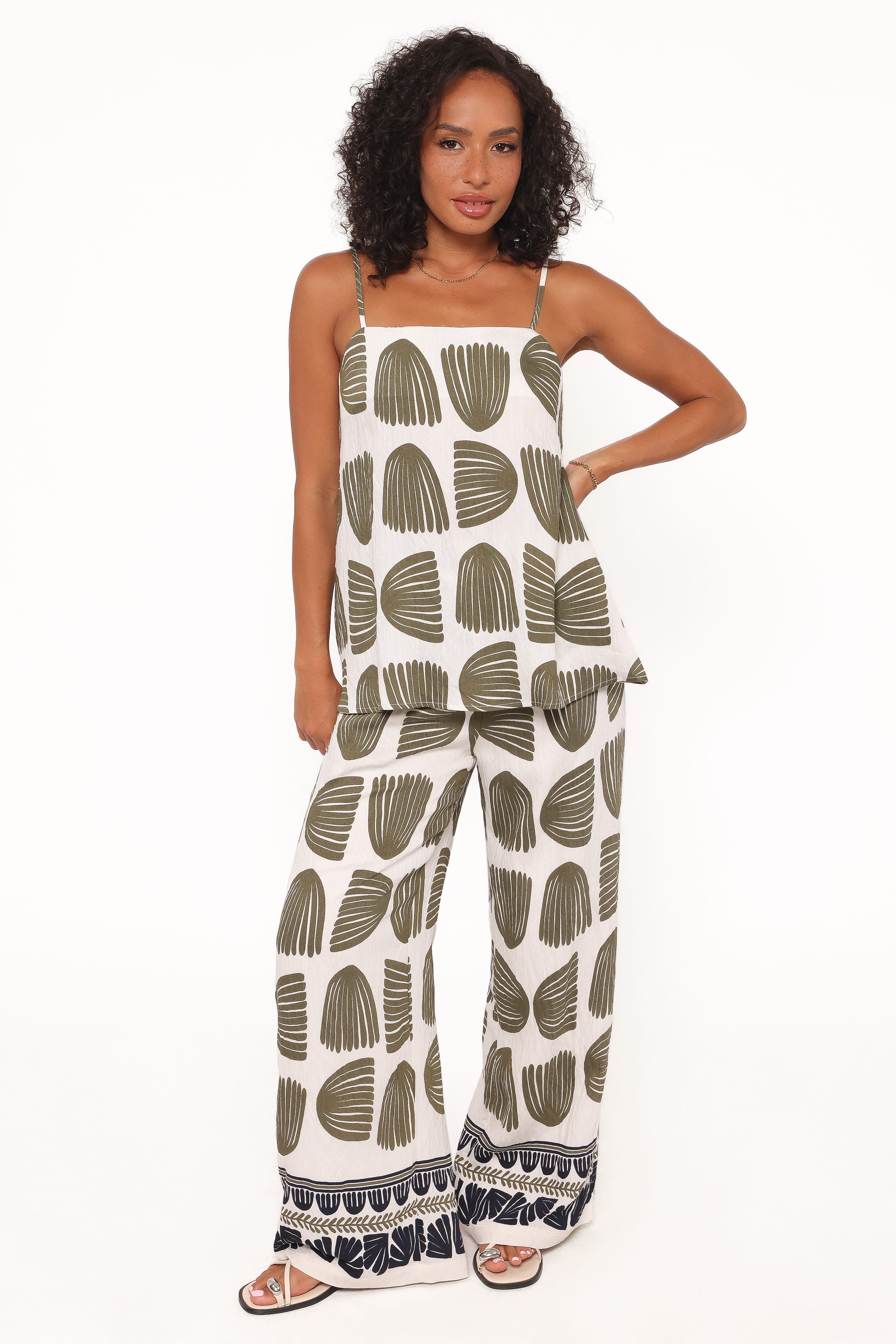 Petal and Pup USA SETS Brianna Pant Set - Green Palm Print