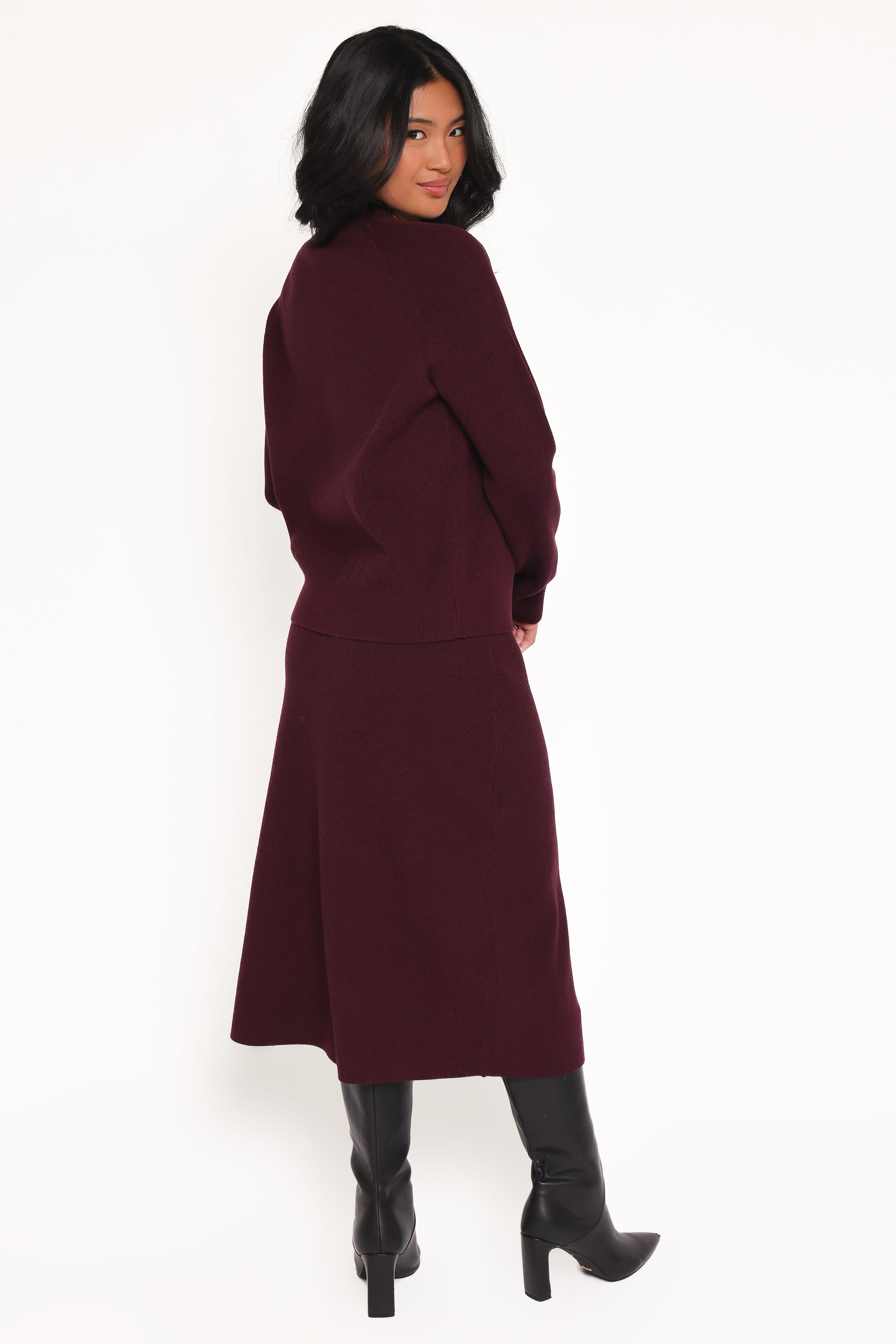 Petal and Pup USA SETS Bridget Maxi Skirt Sweater Set - Maroon