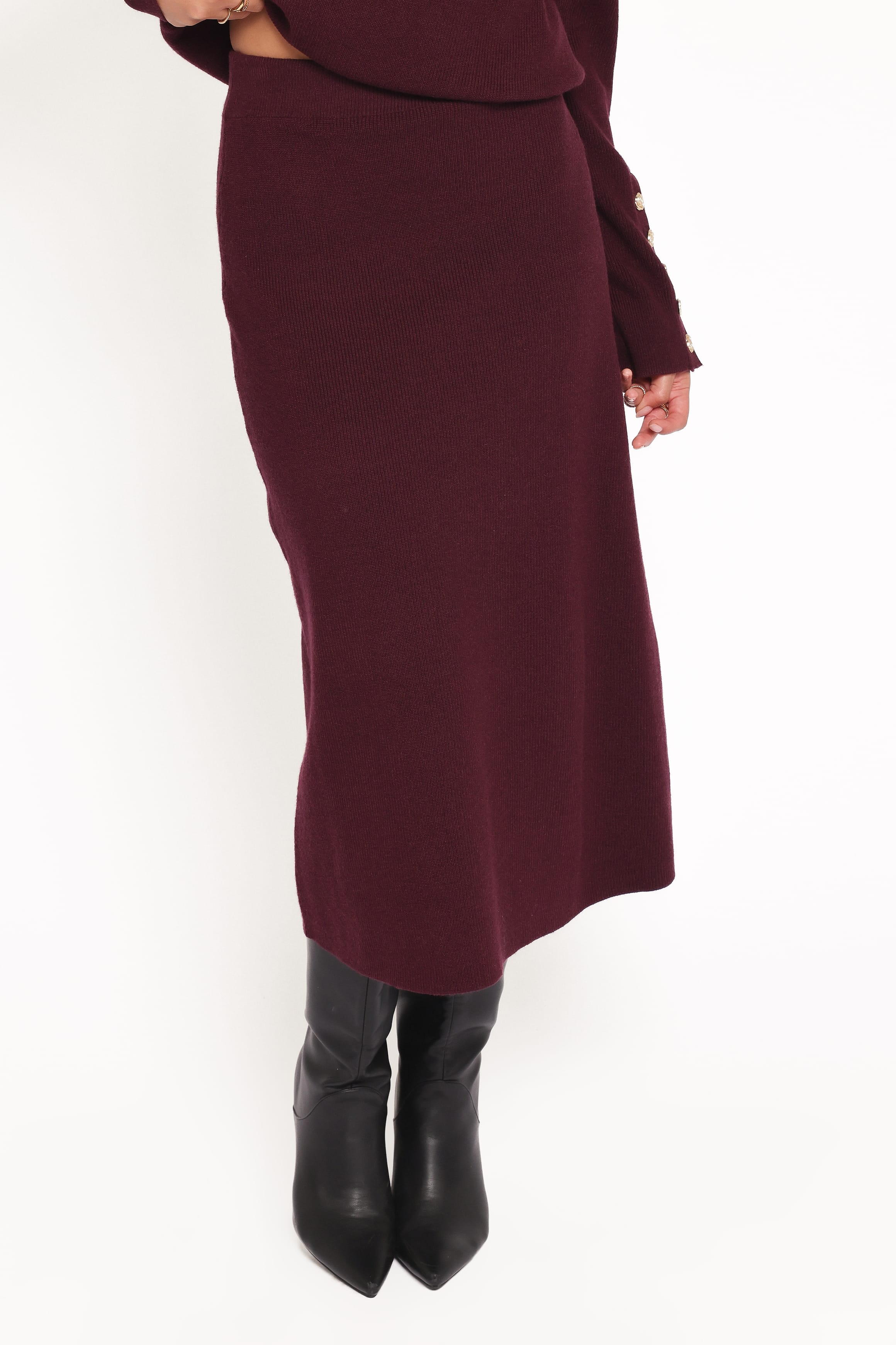 Petal and Pup USA SETS Bridget Maxi Skirt Sweater Set - Maroon