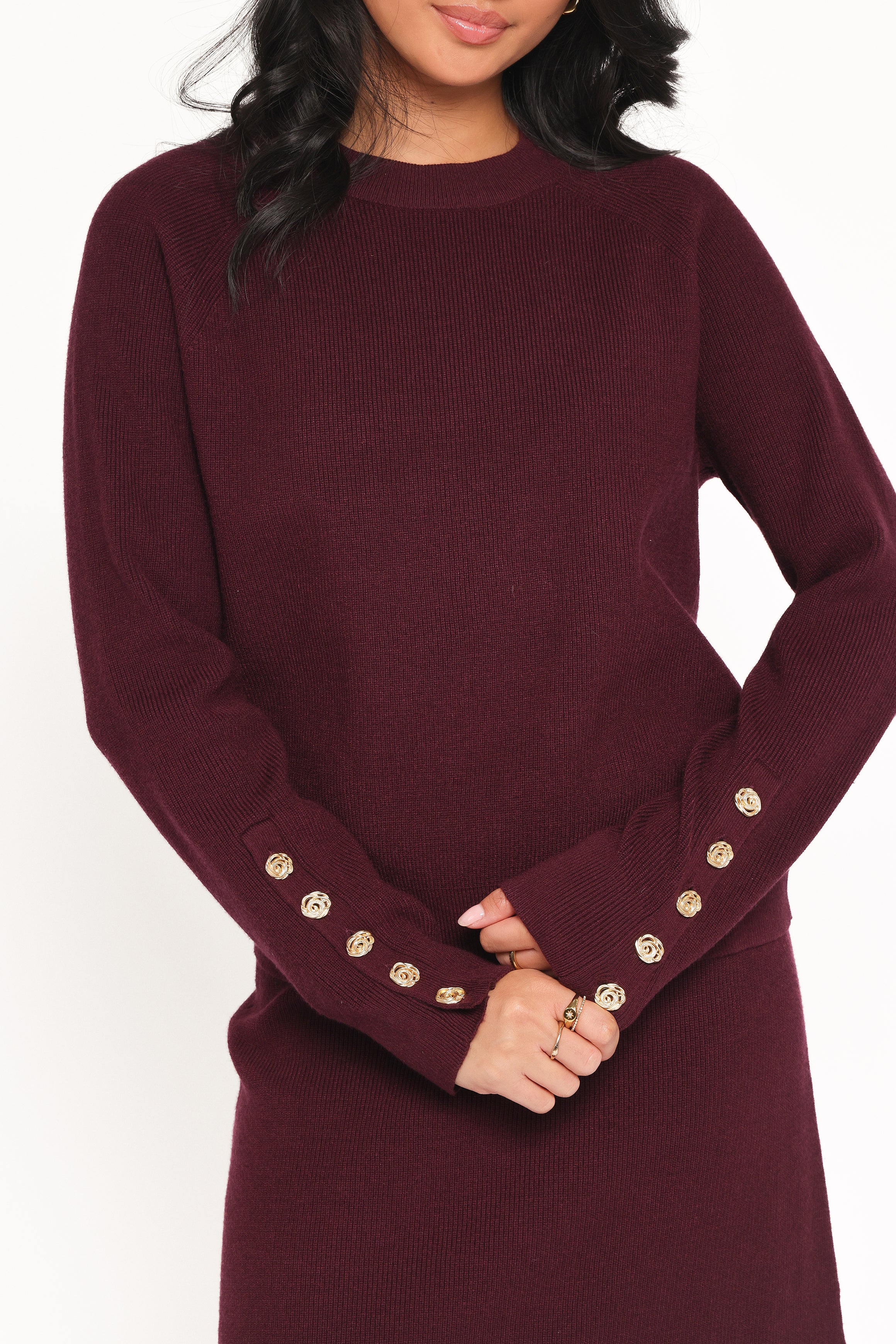 Petal and Pup USA SETS Bridget Maxi Skirt Sweater Set - Maroon