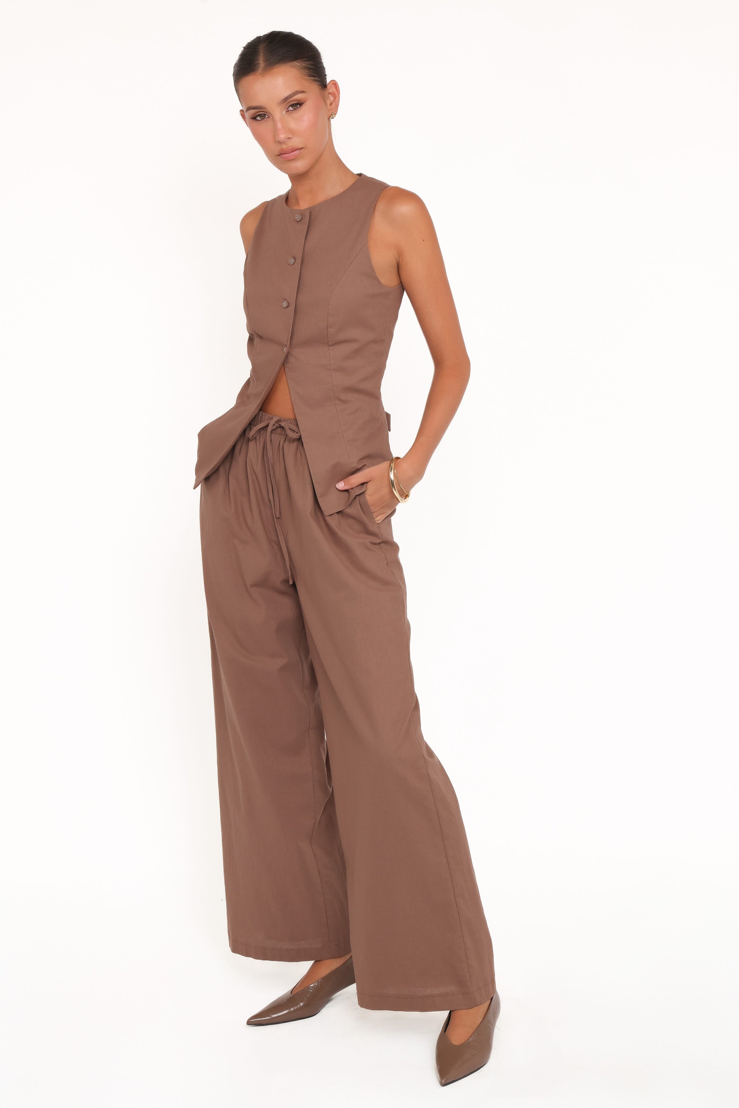 Petal and Pup USA SETS Caitlin Pant Set - Brown