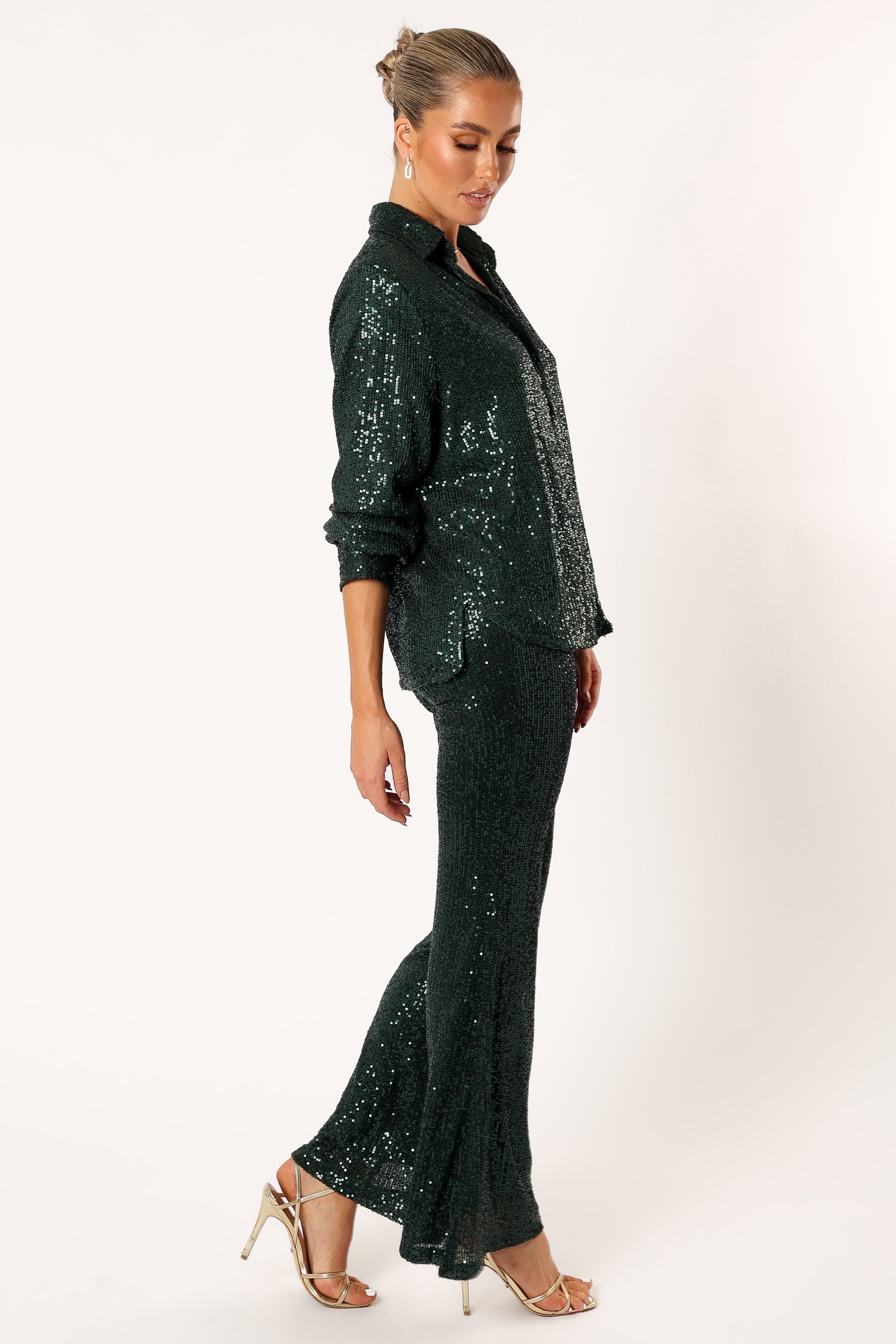 Petal and Pup USA SETS Darcy Sequin Two Piece Pant Set - Hunter Green