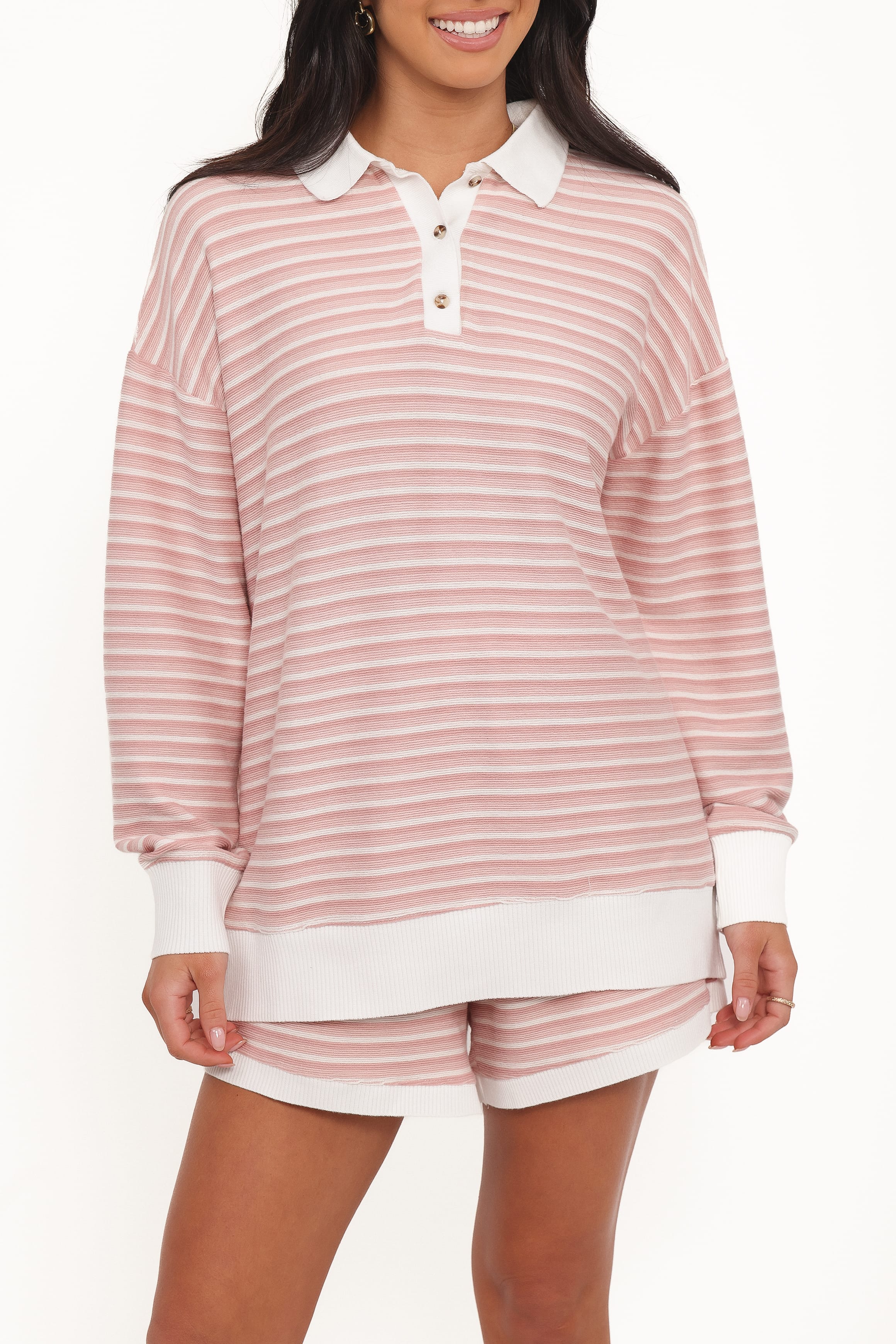 Petal and Pup USA SETS Dealia Knit Short Set - Pink Stripe