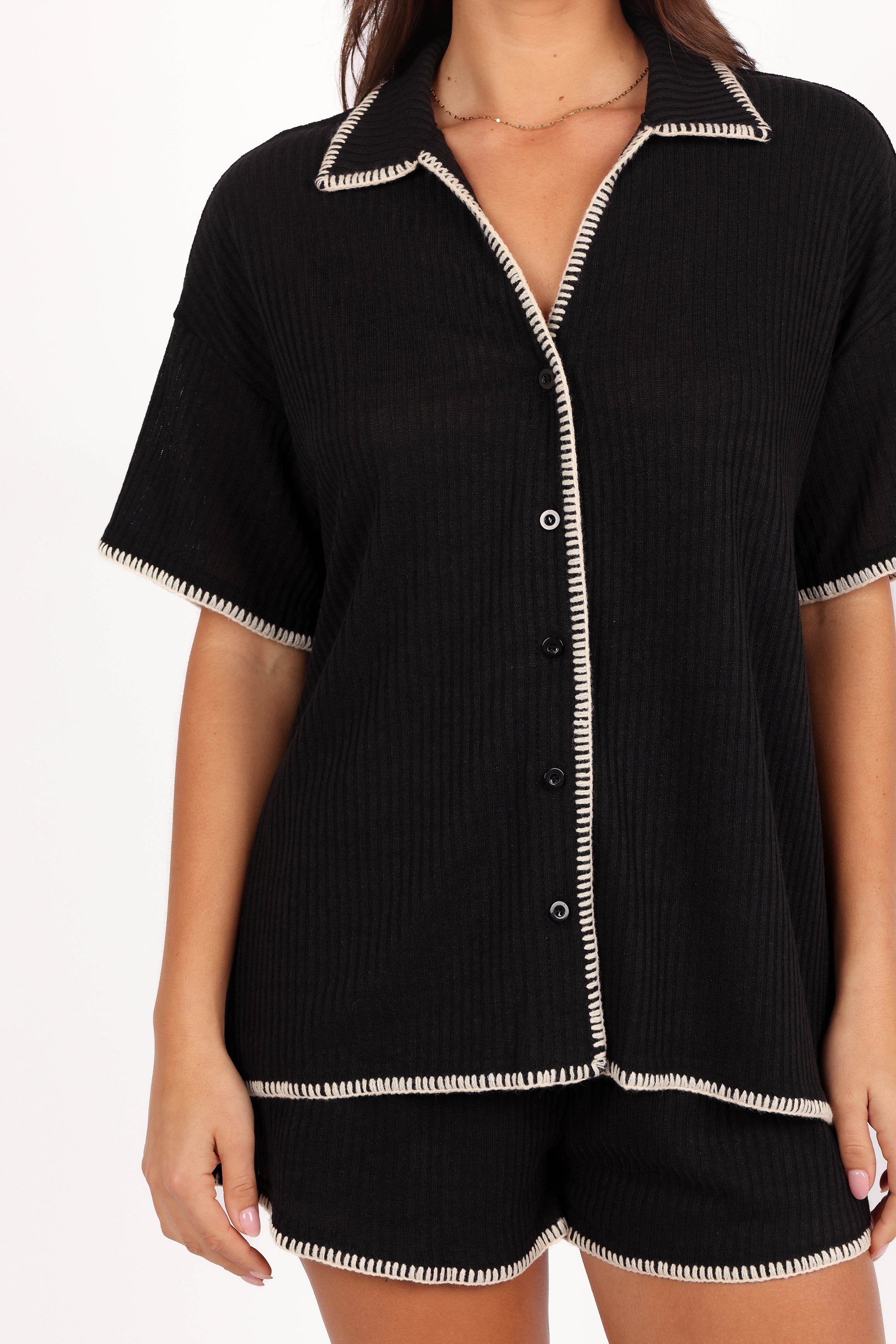 Petal and Pup USA SETS Essen Knit Shirt Set - Black Cream