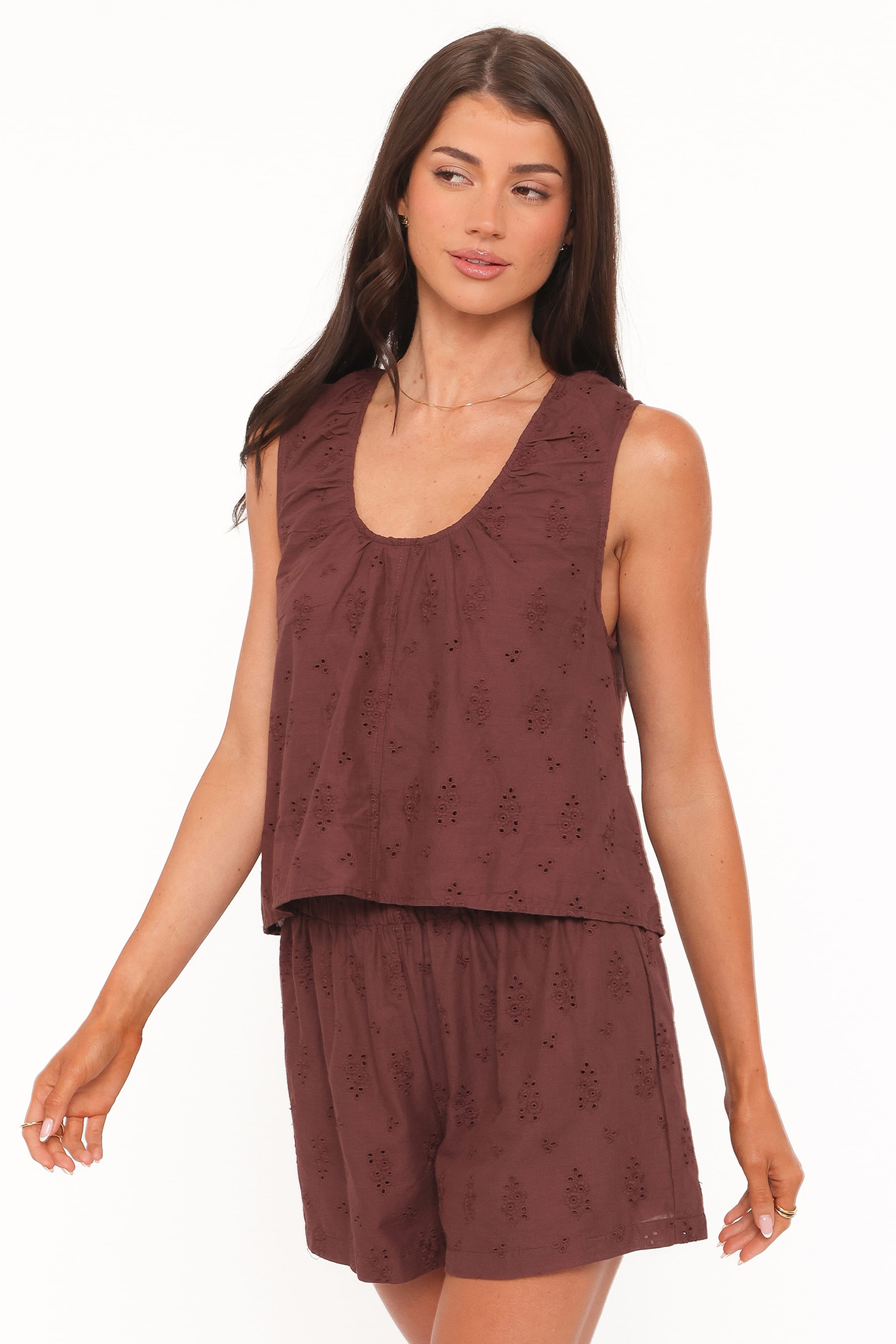 Petal and Pup USA SETS Faela Short Set - Brown Broderie
