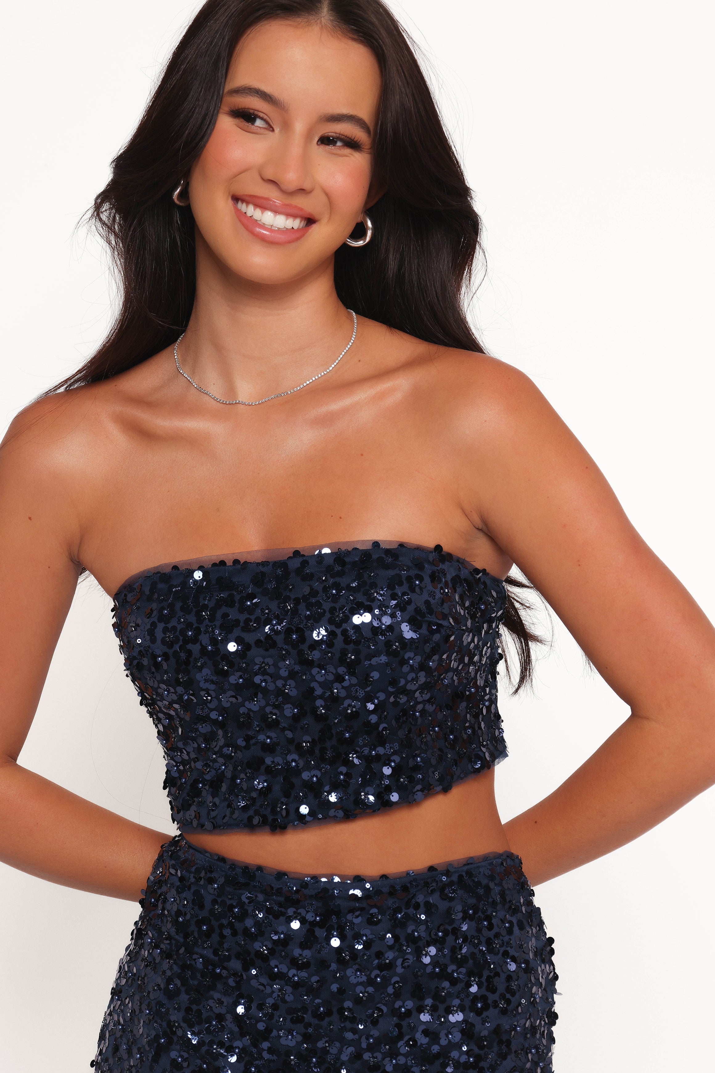 Petal and Pup USA SETS Glissy Sequin Skirt Set - Navy