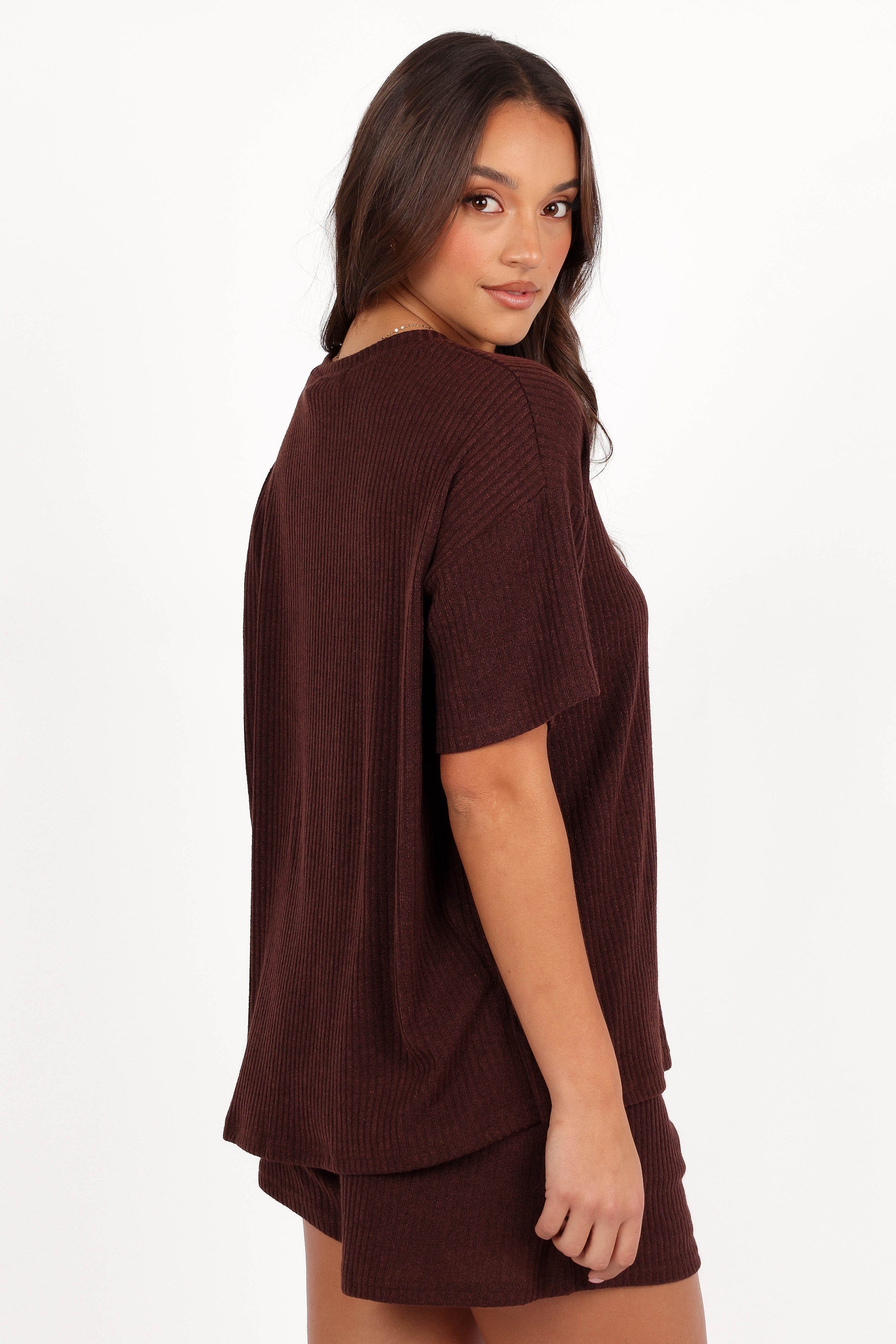 Petal and Pup USA SETS Granger Knit Short Set - Chocolate Brown