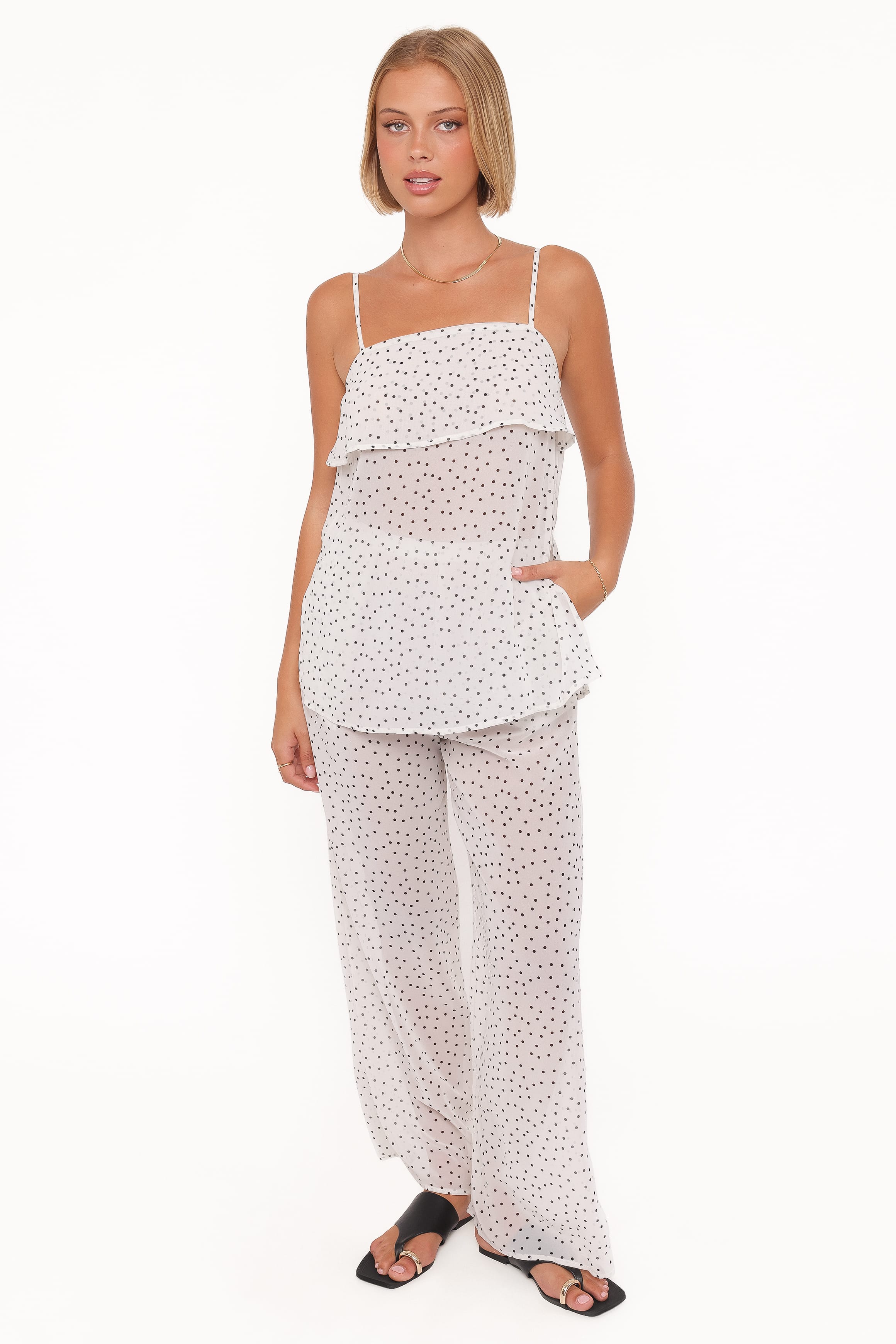 Petal and Pup USA SETS Hazel Pant Set - Cream Polka Dot