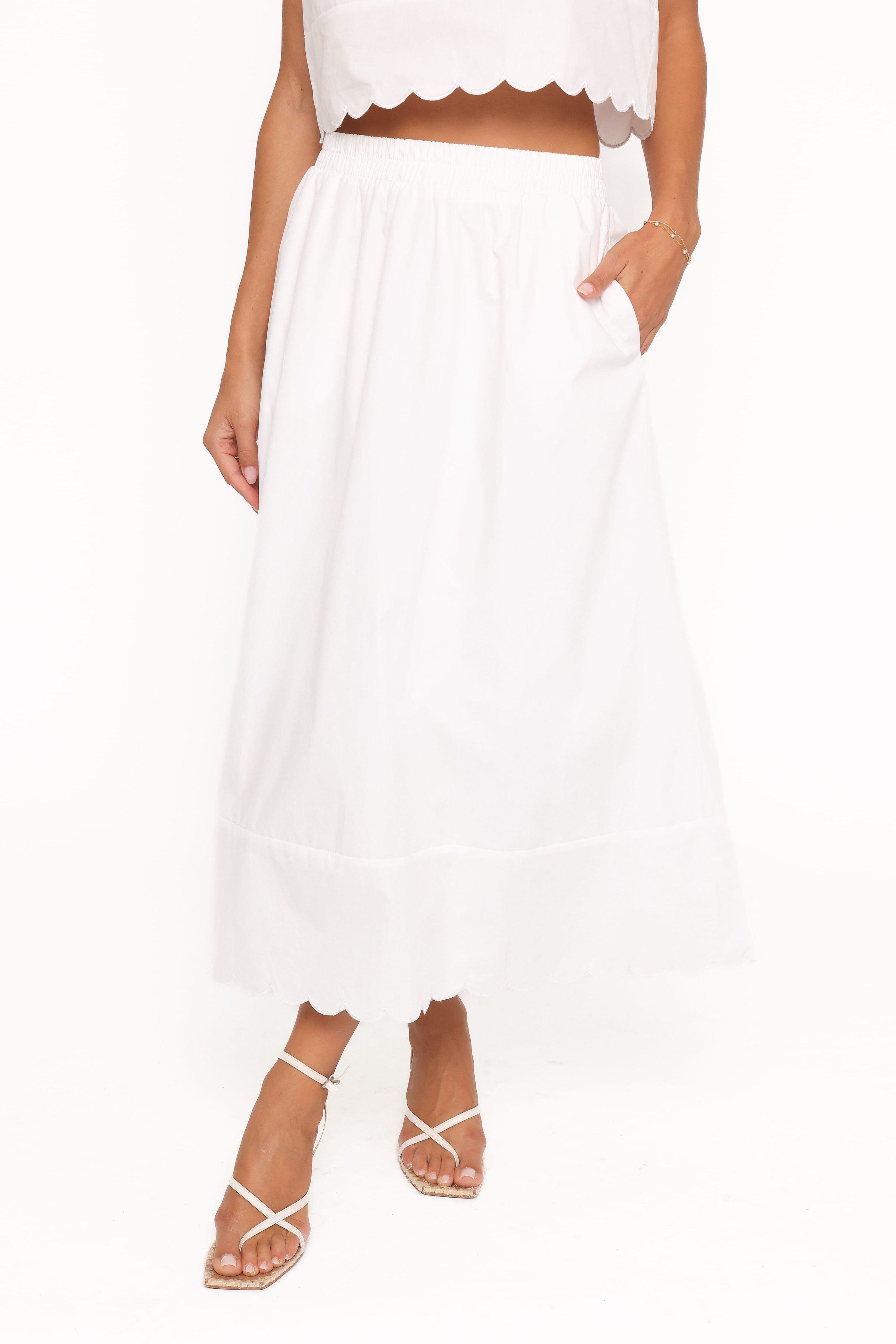 Petal and Pup USA SETS Heather Maxi Skirt Set - White