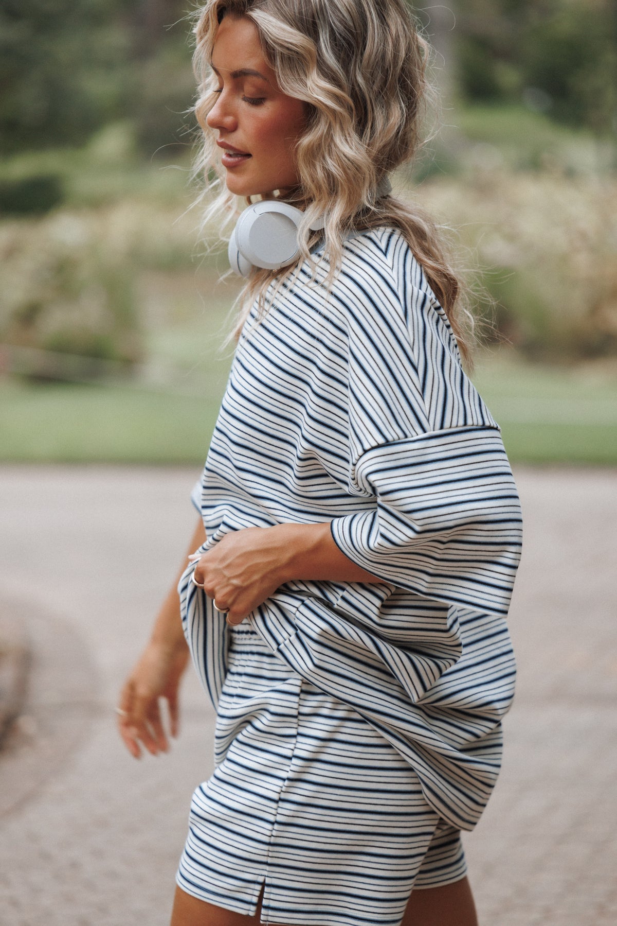 Petal & Pup Hellen Stripe Short Set - Blue/Cream Stripe
