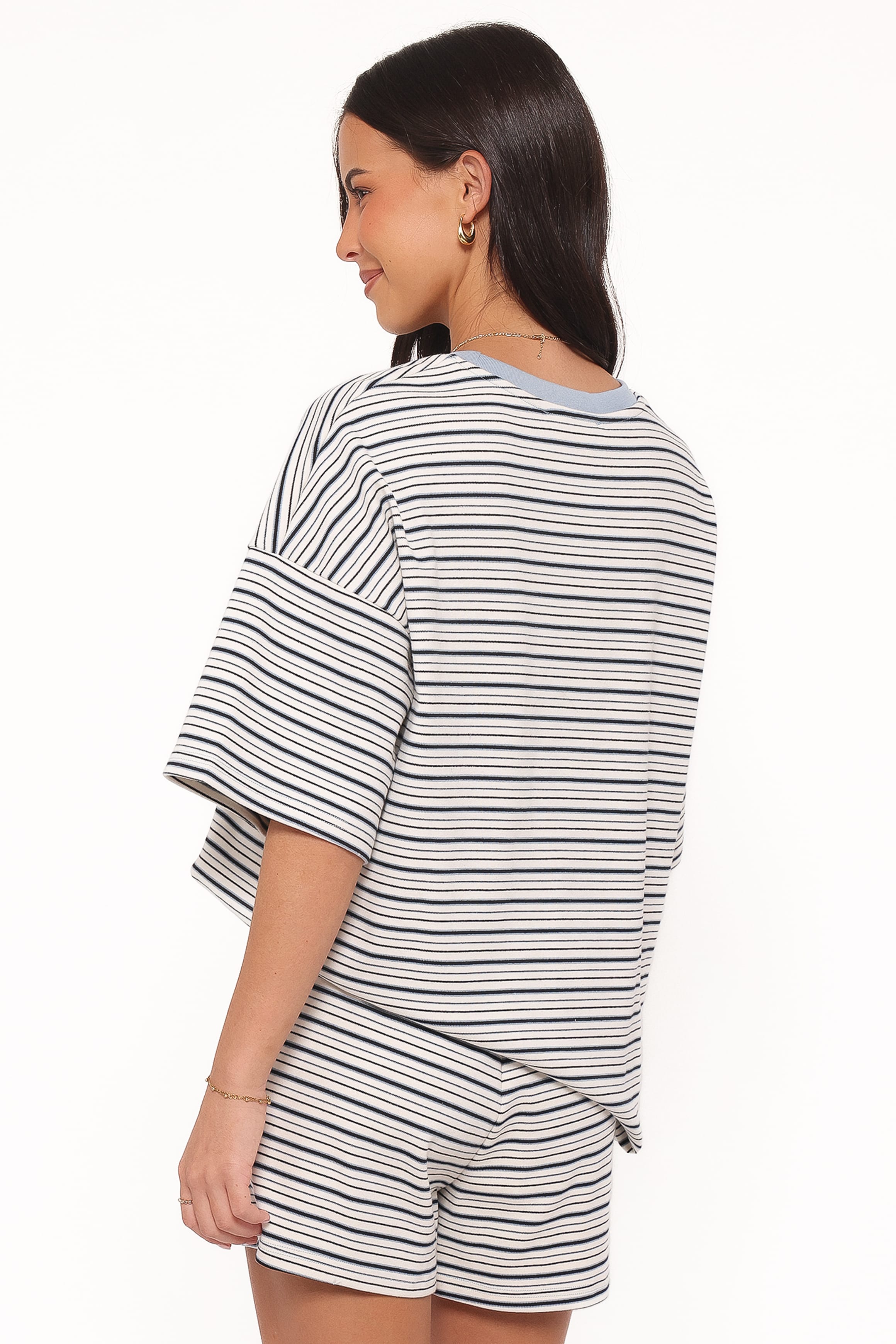 Petal and Pup USA SETS Hellen Stripe Short Set - Blue/Cream Stripe