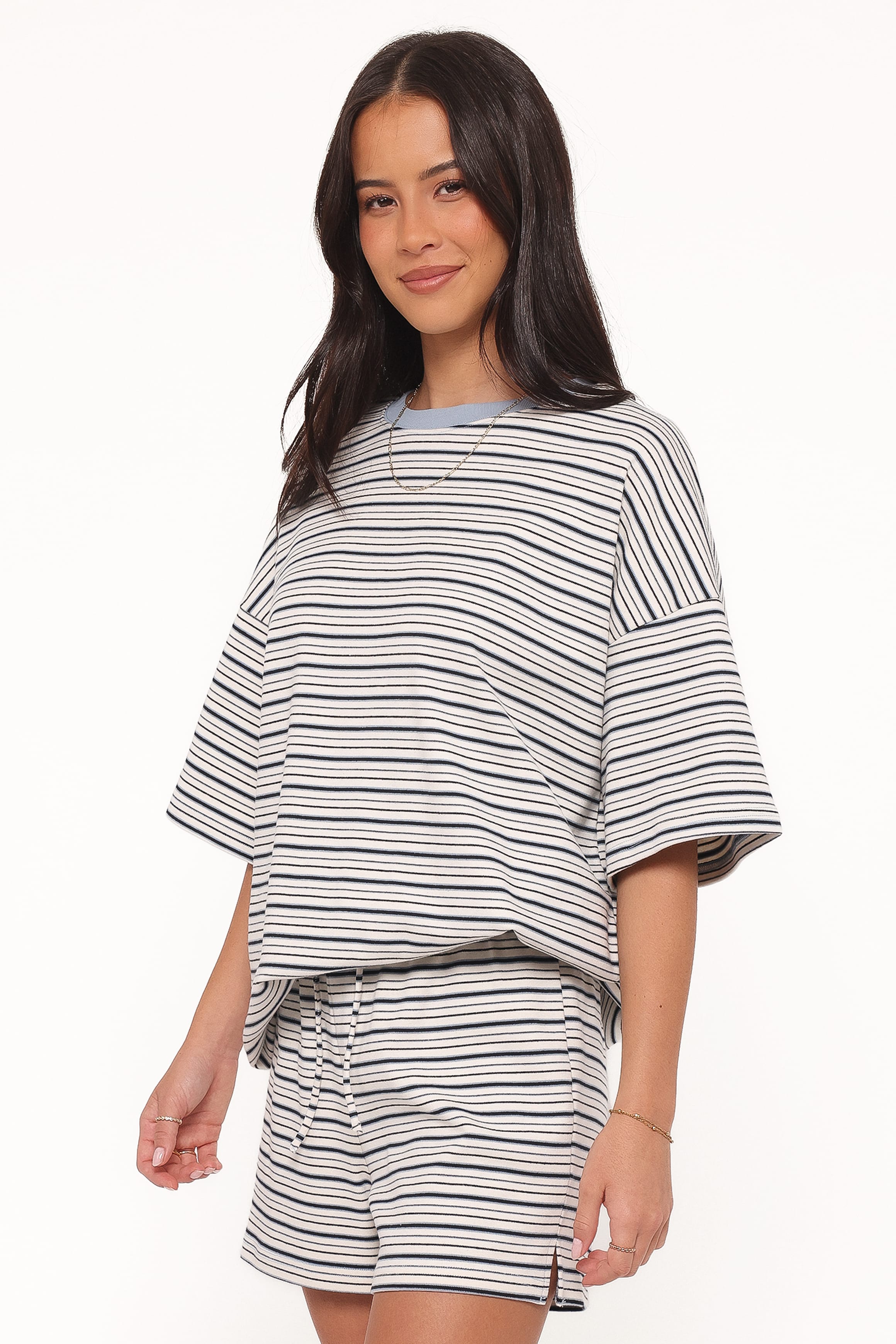 Petal and Pup USA SETS Hellen Stripe Short Set - Blue/Cream Stripe