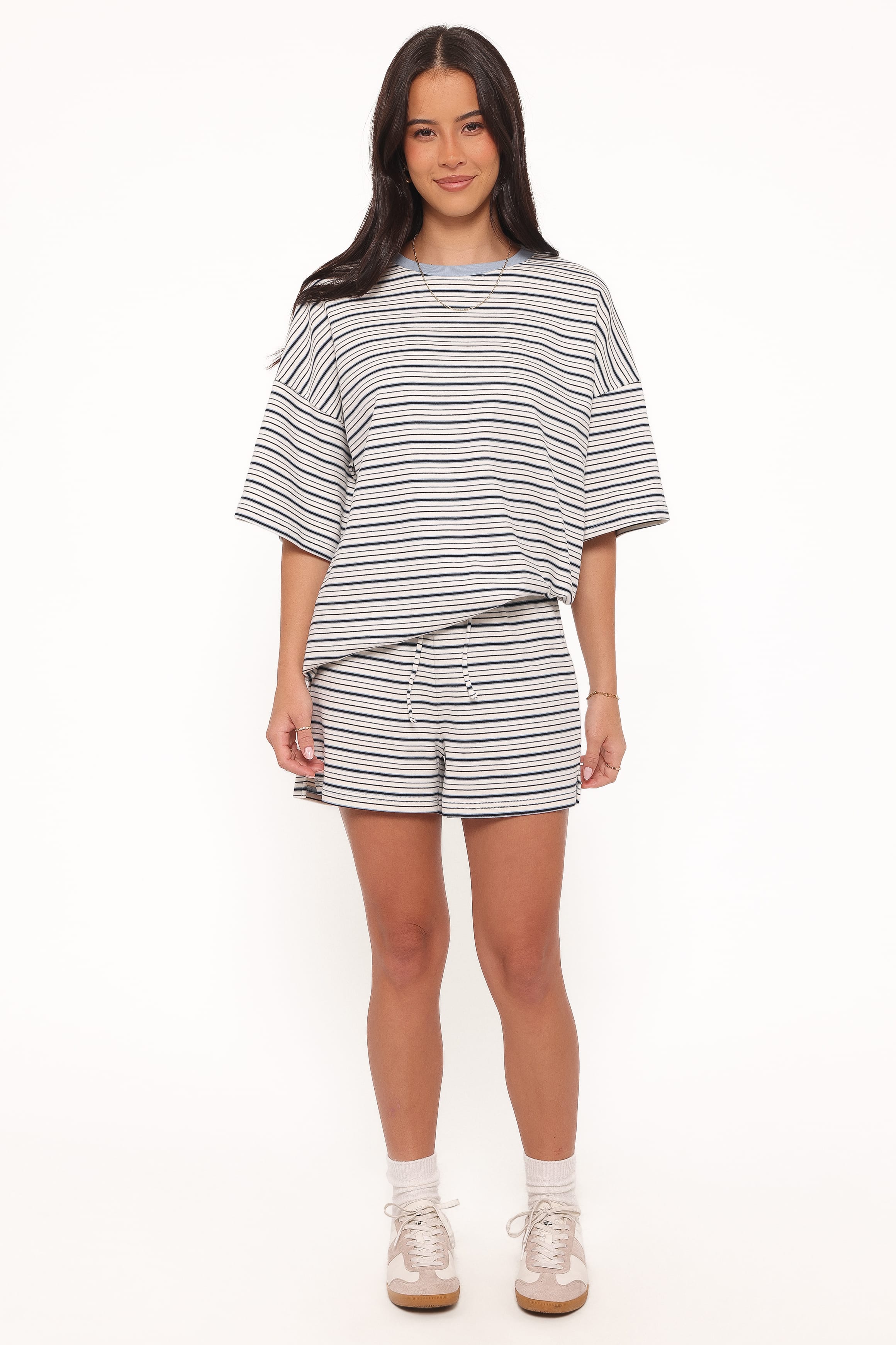 Petal and Pup USA SETS Hellen Stripe Short Set - Blue/Cream Stripe