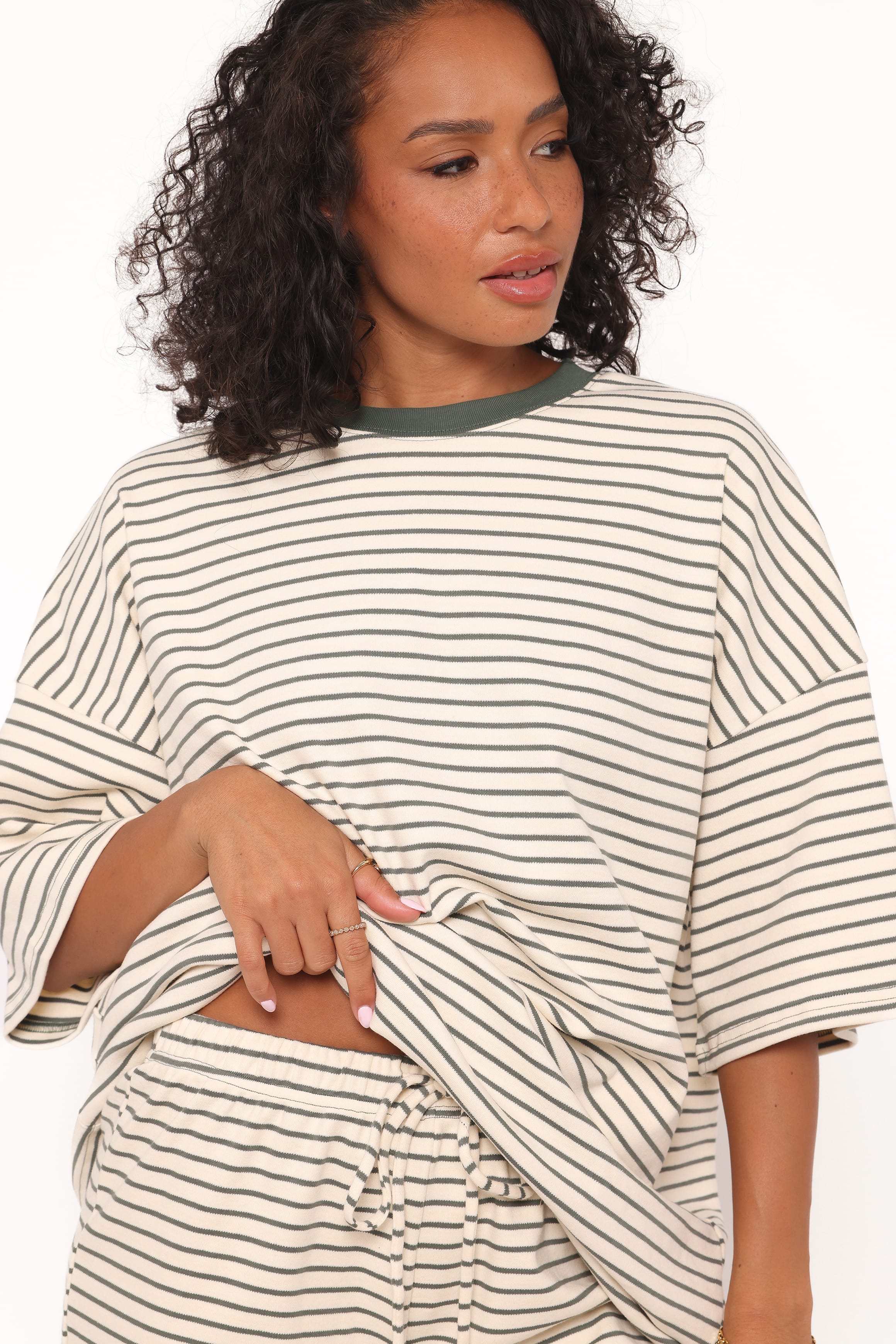Petal and Pup USA SETS Hellen Stripe Short Set - Cream/Green Stripe
