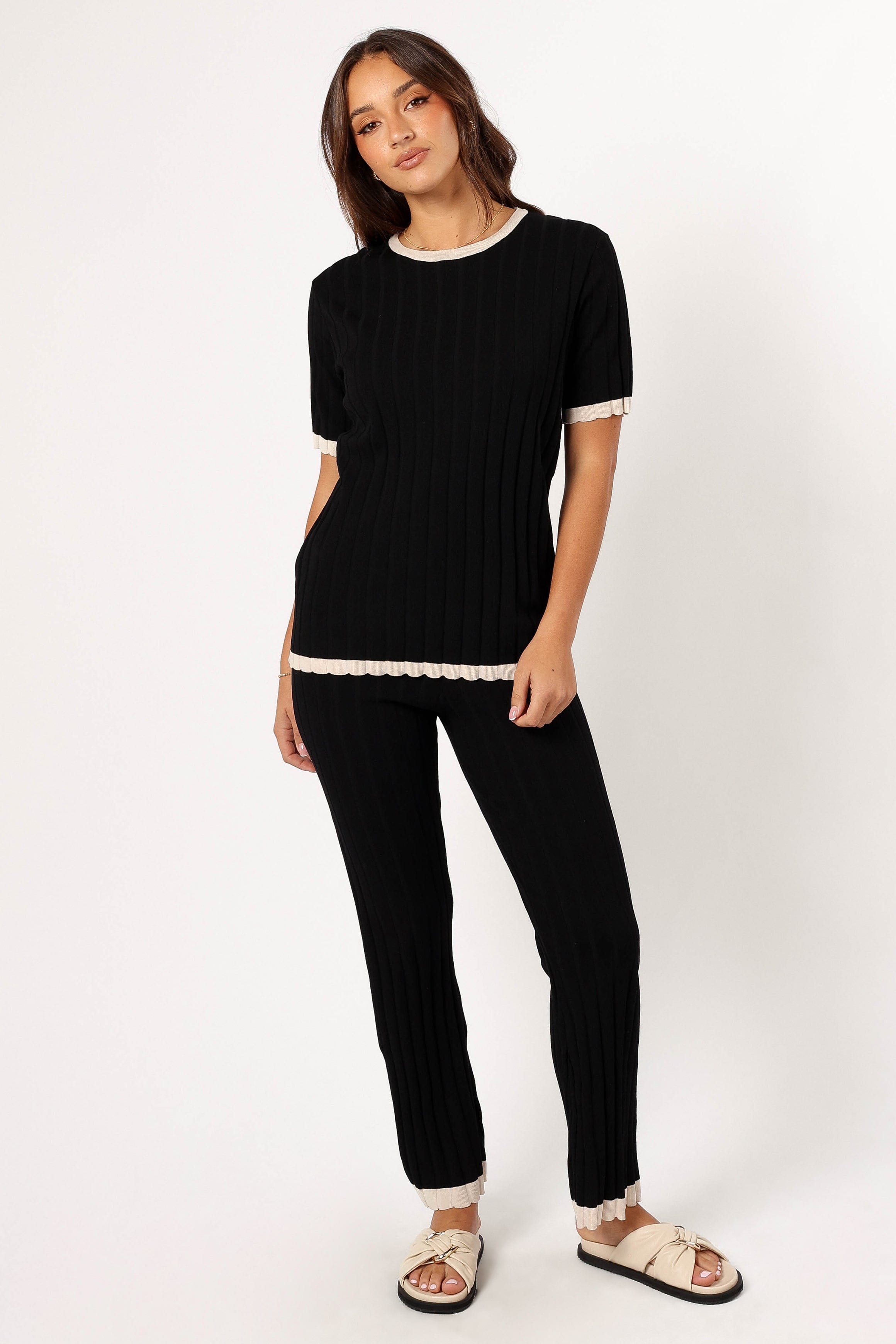 Petal and Pup USA SETS Henrie Knit Set - Black Beige
