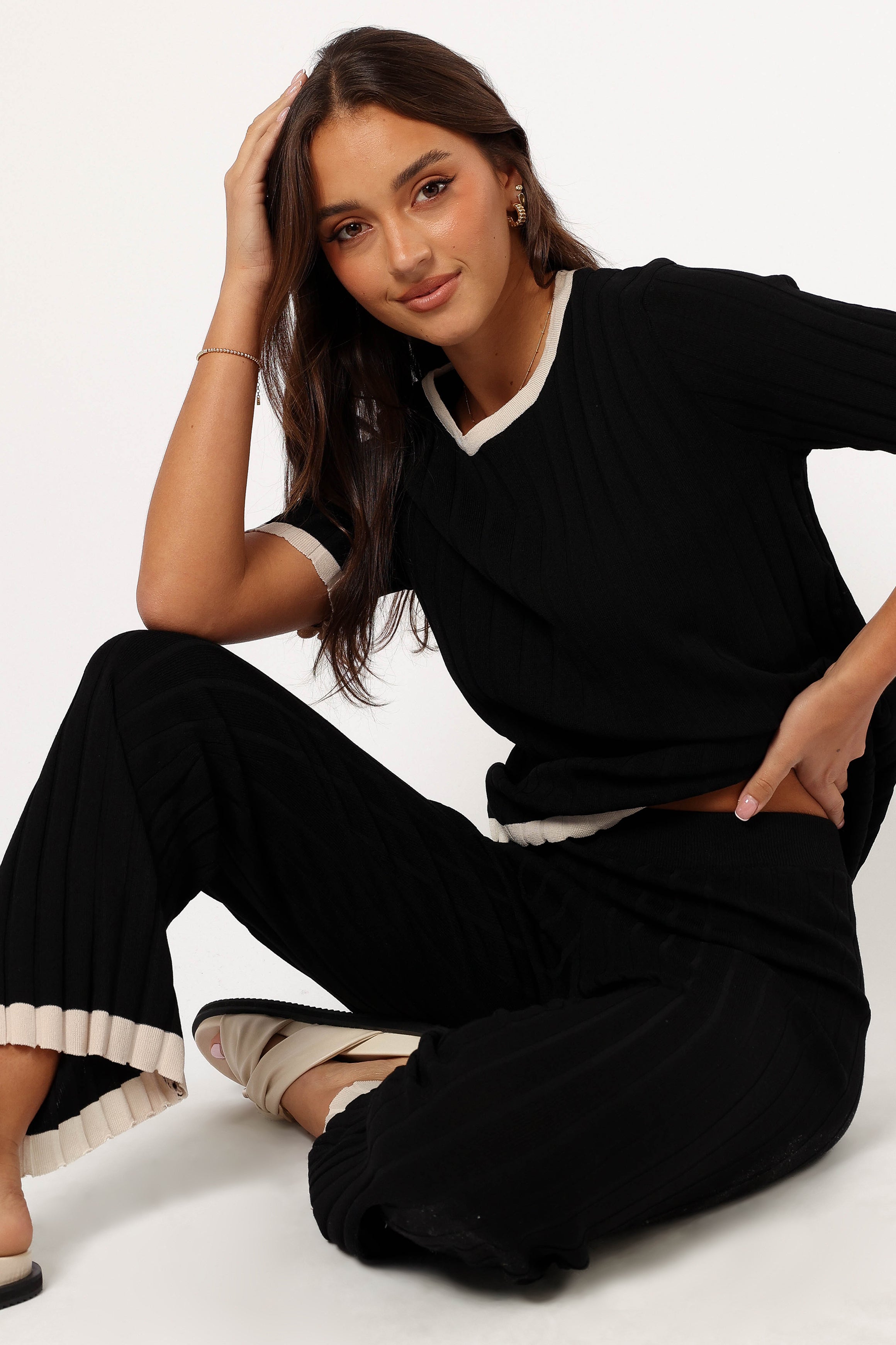 Petal and Pup USA SETS Henrie Knit Set - Black Beige