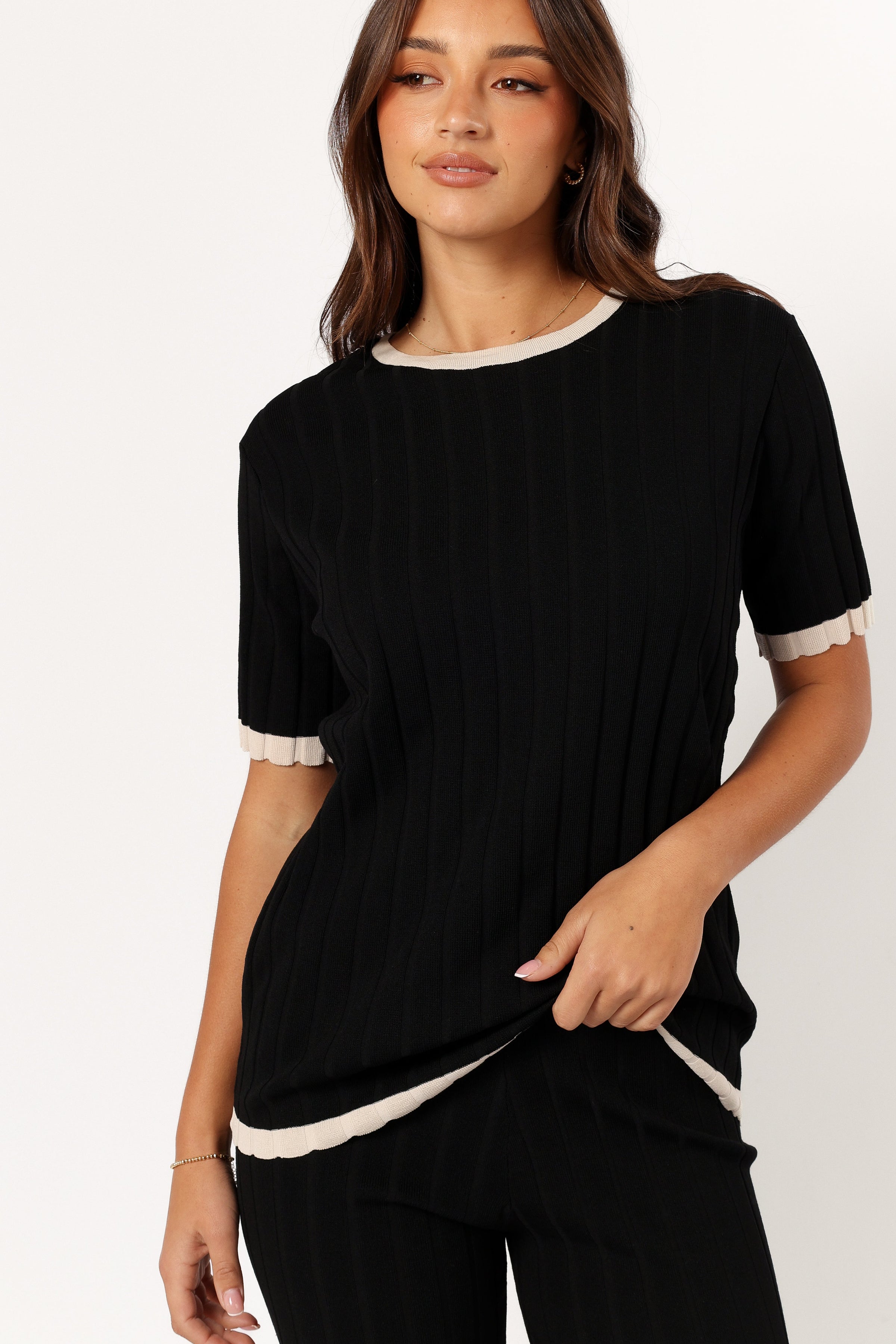 Petal and Pup USA SETS Henrie Knit Set - Black Beige