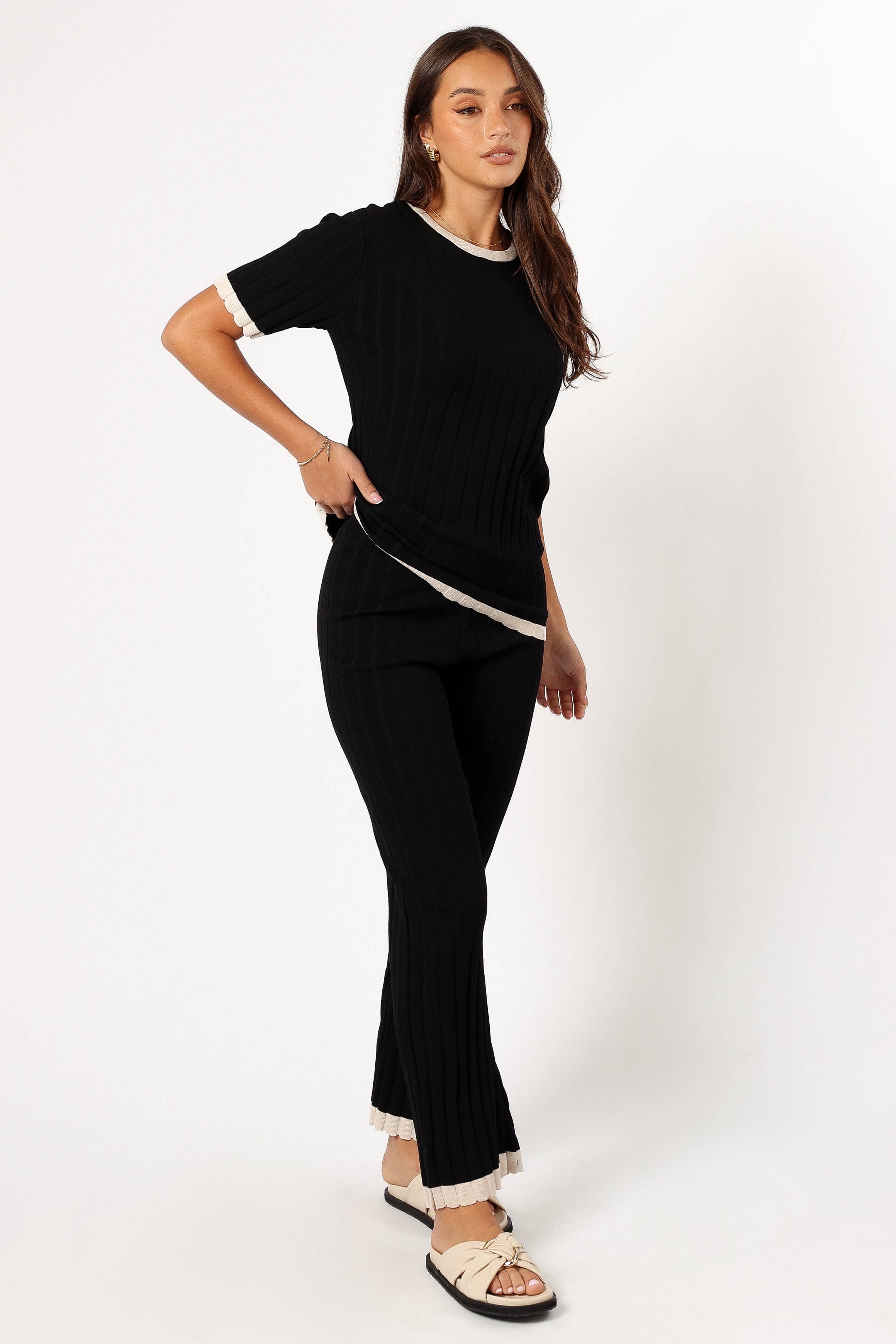 Petal and Pup USA SETS Henrie Knit Set - Black Beige