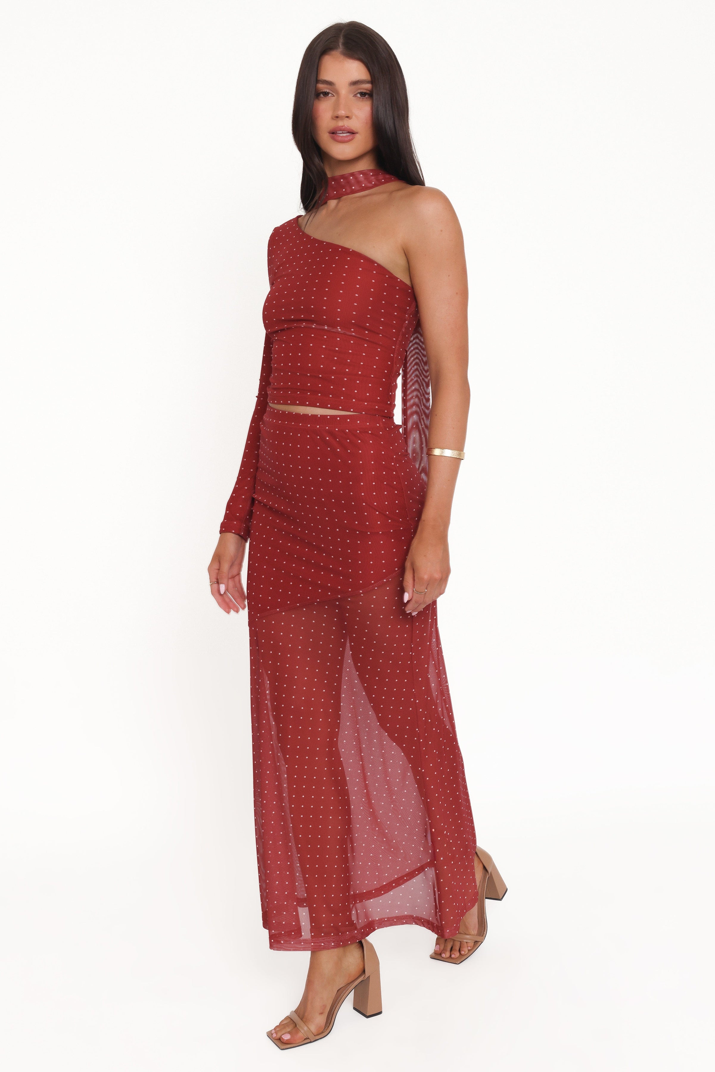 Petal and Pup USA SETS Hollie Mesh Skirt Set - Red Polka Dot