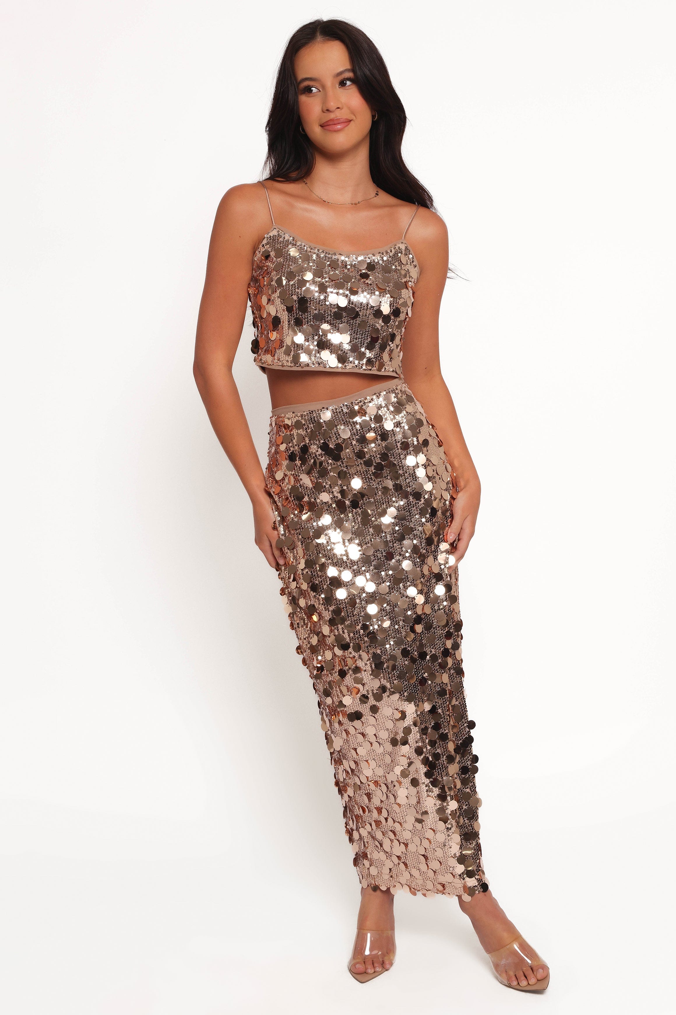 Petal and Pup USA SETS Hulu Sequin Skirt Set - Rose Gold