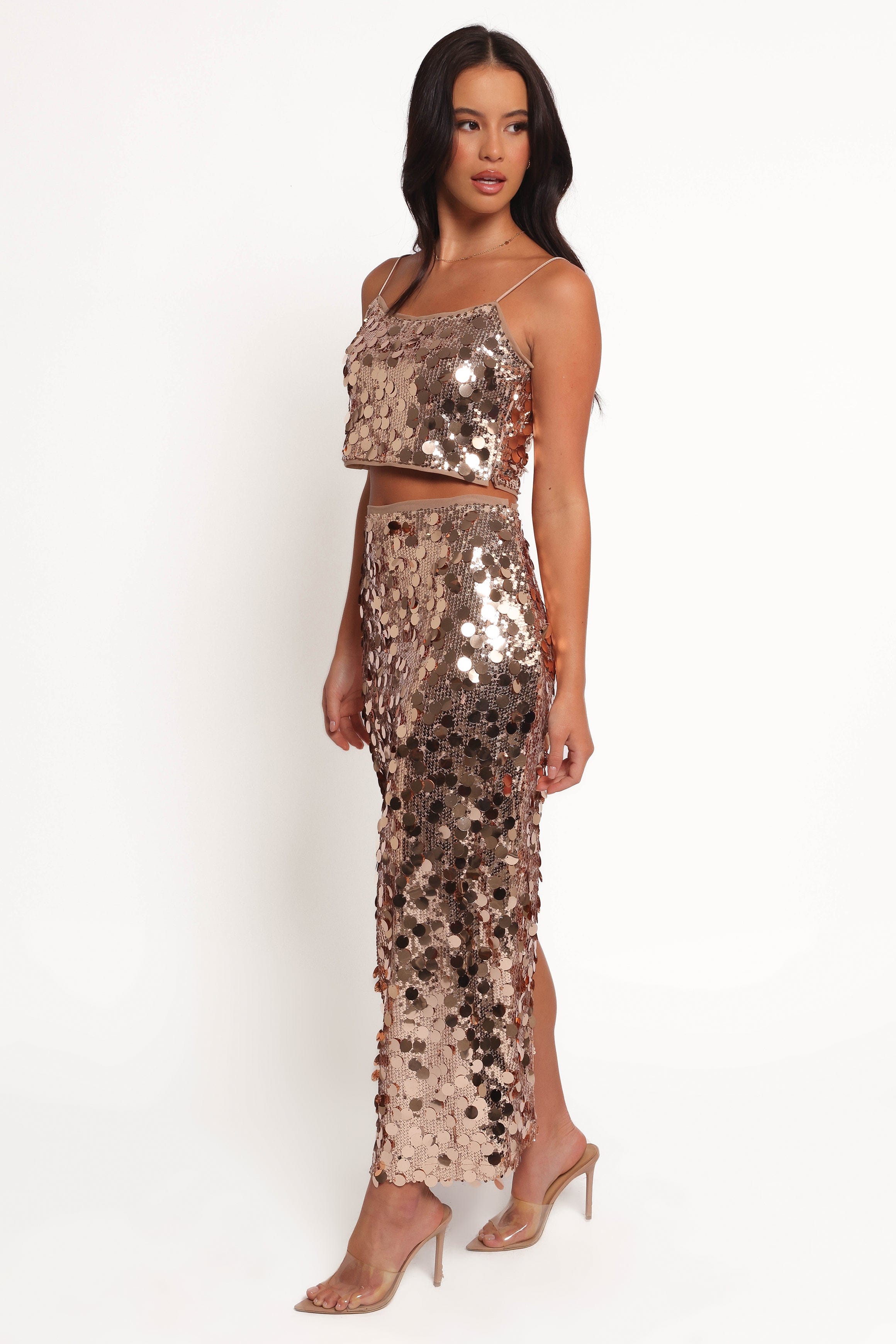 Petal and Pup USA SETS Hulu Sequin Skirt Set - Rose Gold