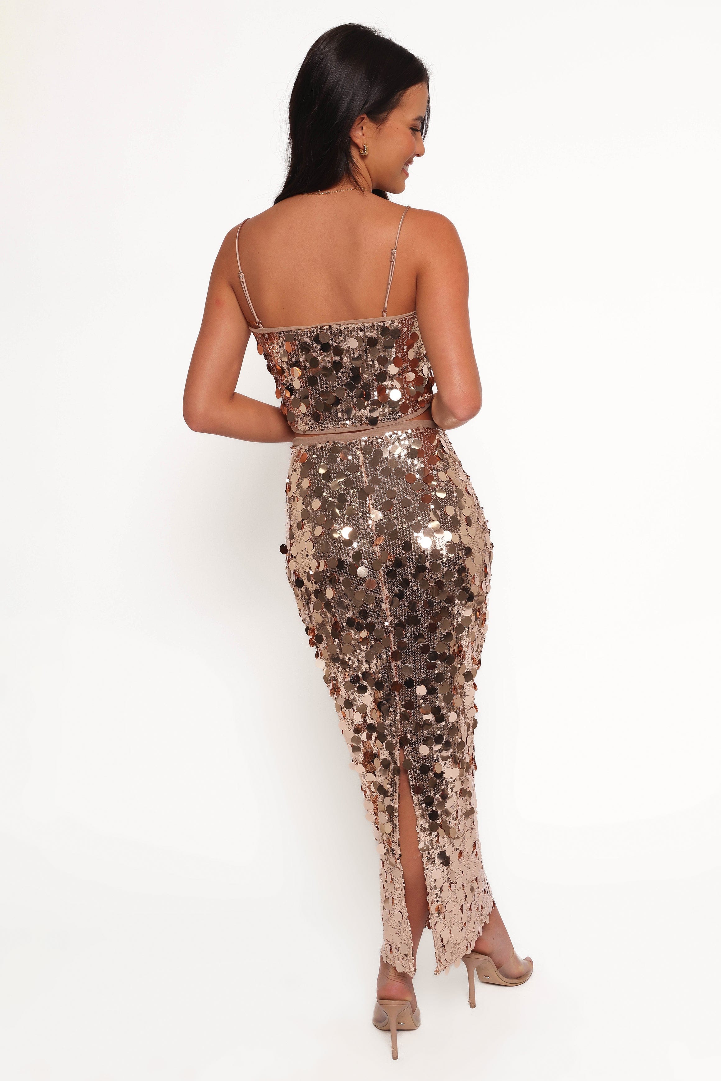 Petal and Pup USA SETS Hulu Sequin Skirt Set - Rose Gold