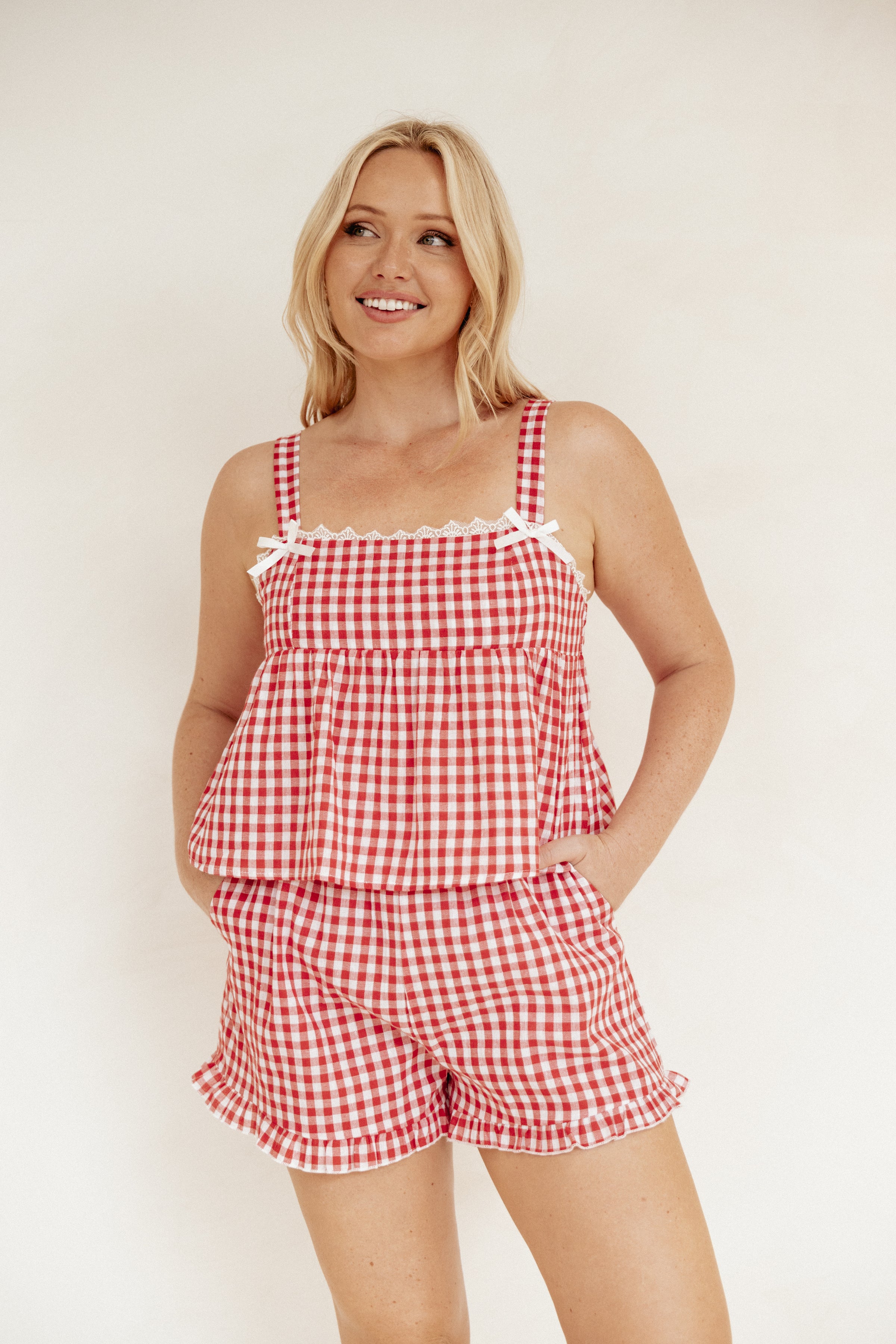 Petal and Pup USA SETS Isidore Gingham Short Set - Red