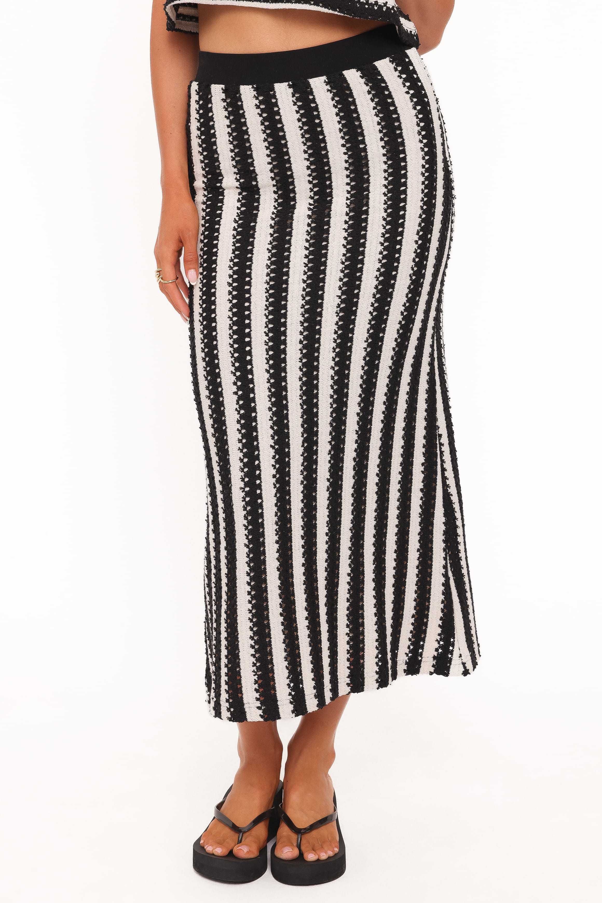 Petal and Pup USA SETS Jaden Knit Skirt Set - Black/White Stripe