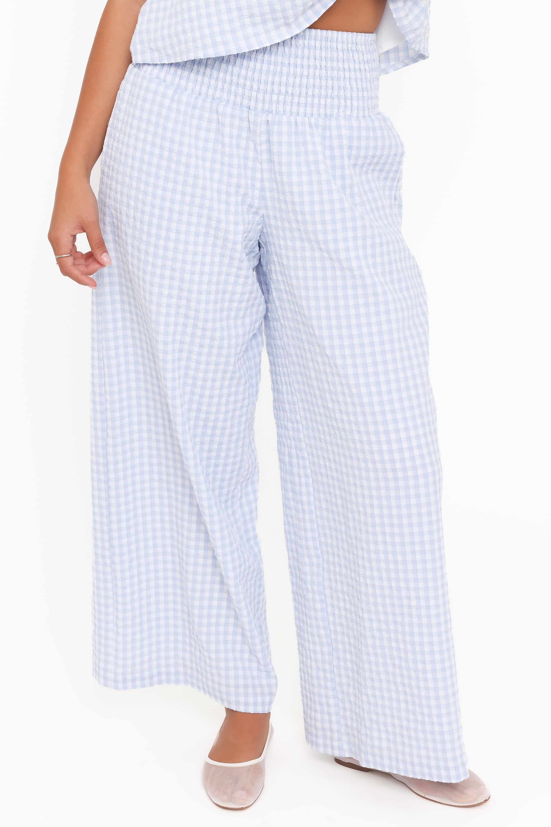 Petal and Pup USA SETS Jillian Smocked Pant Set - Blue Gingham