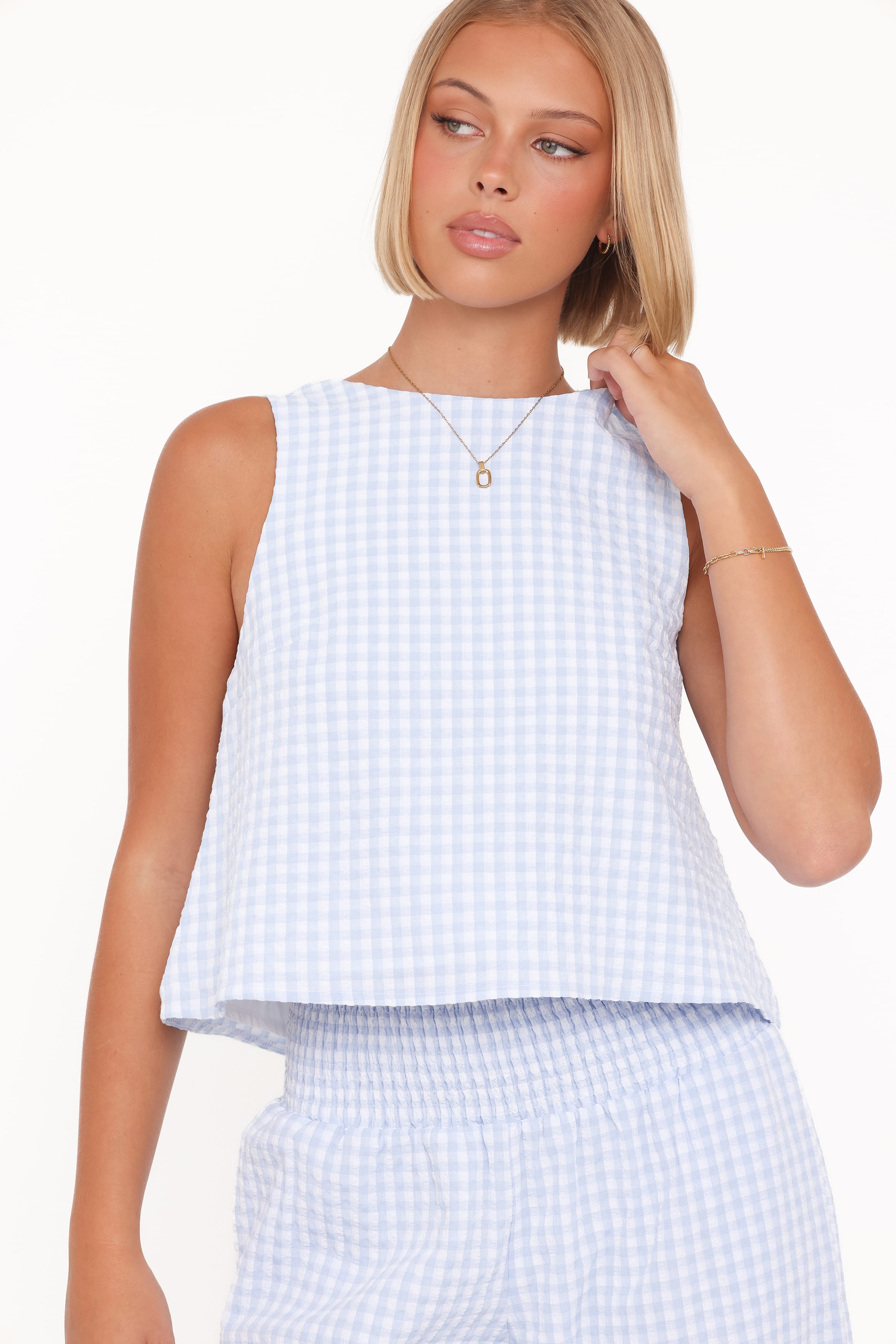 Petal and Pup USA SETS Jillian Smocked Pant Set - Blue Gingham