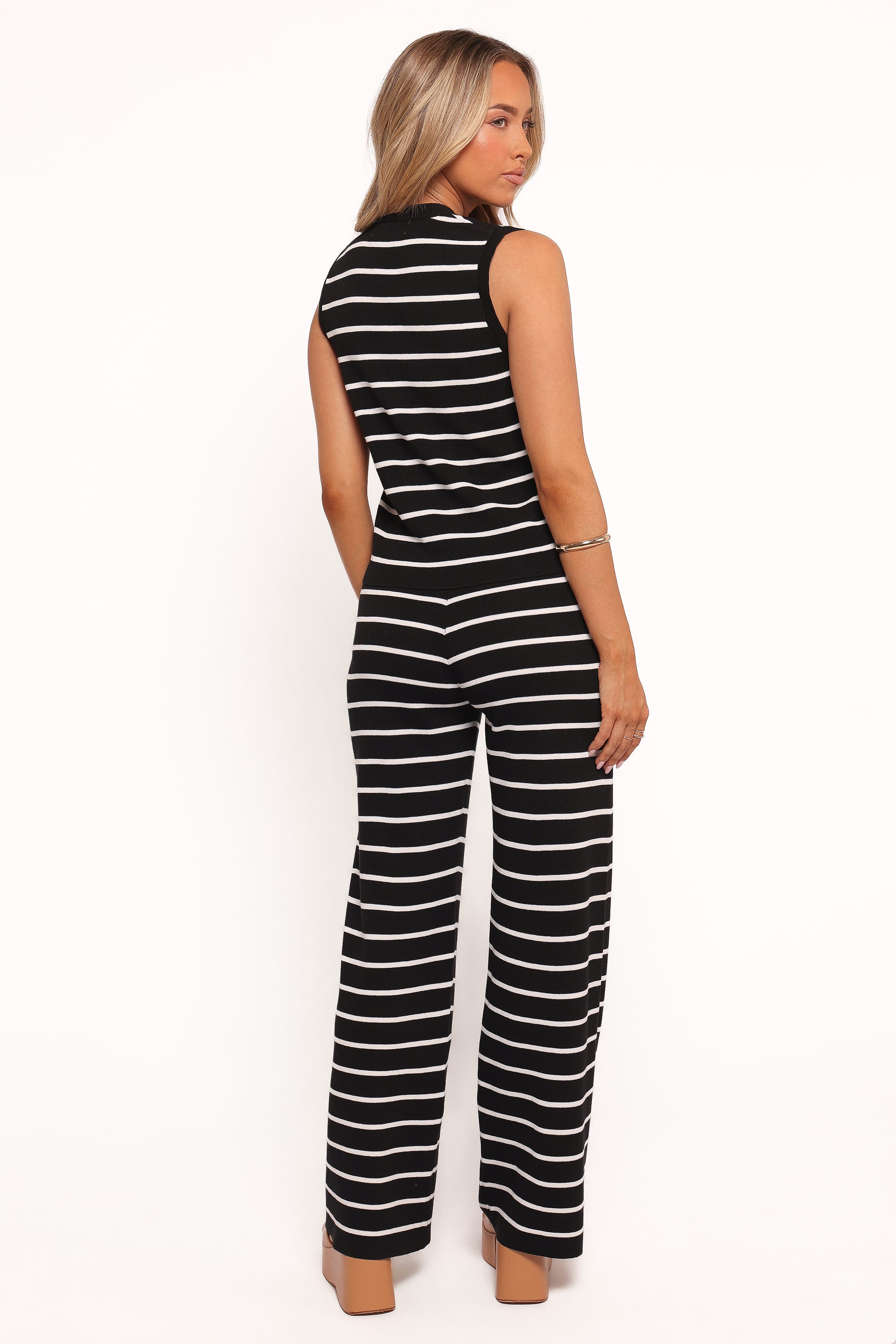 Petal and Pup USA SETS Juna Knitted Pant Set - Black White Stripe