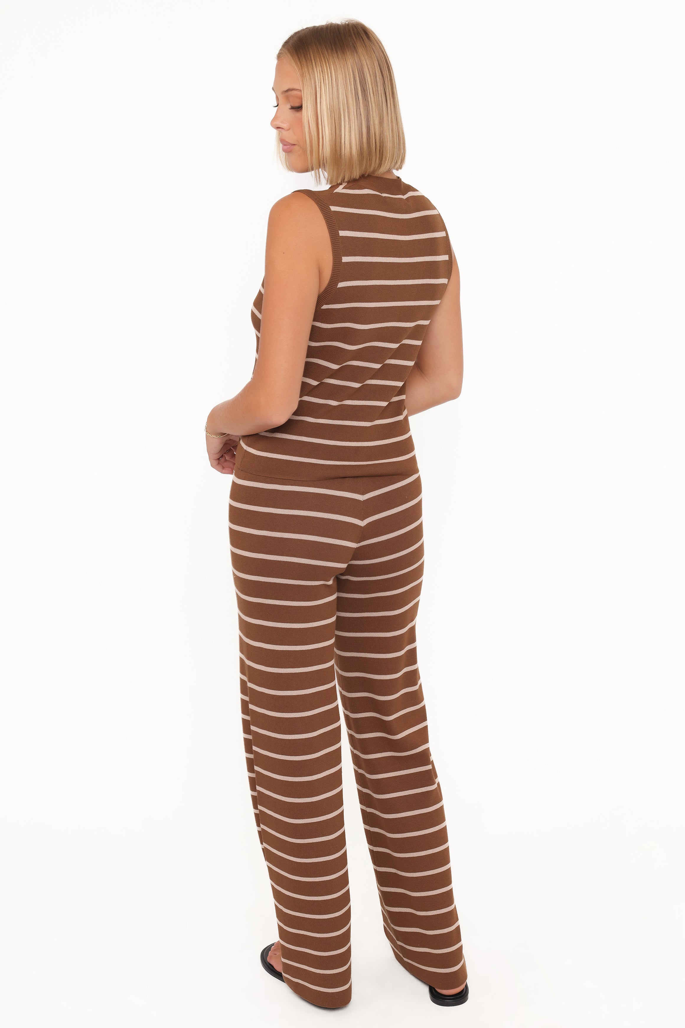 Petal and Pup USA SETS Juna Knitted Pant Set - Brown/Cream Stripe