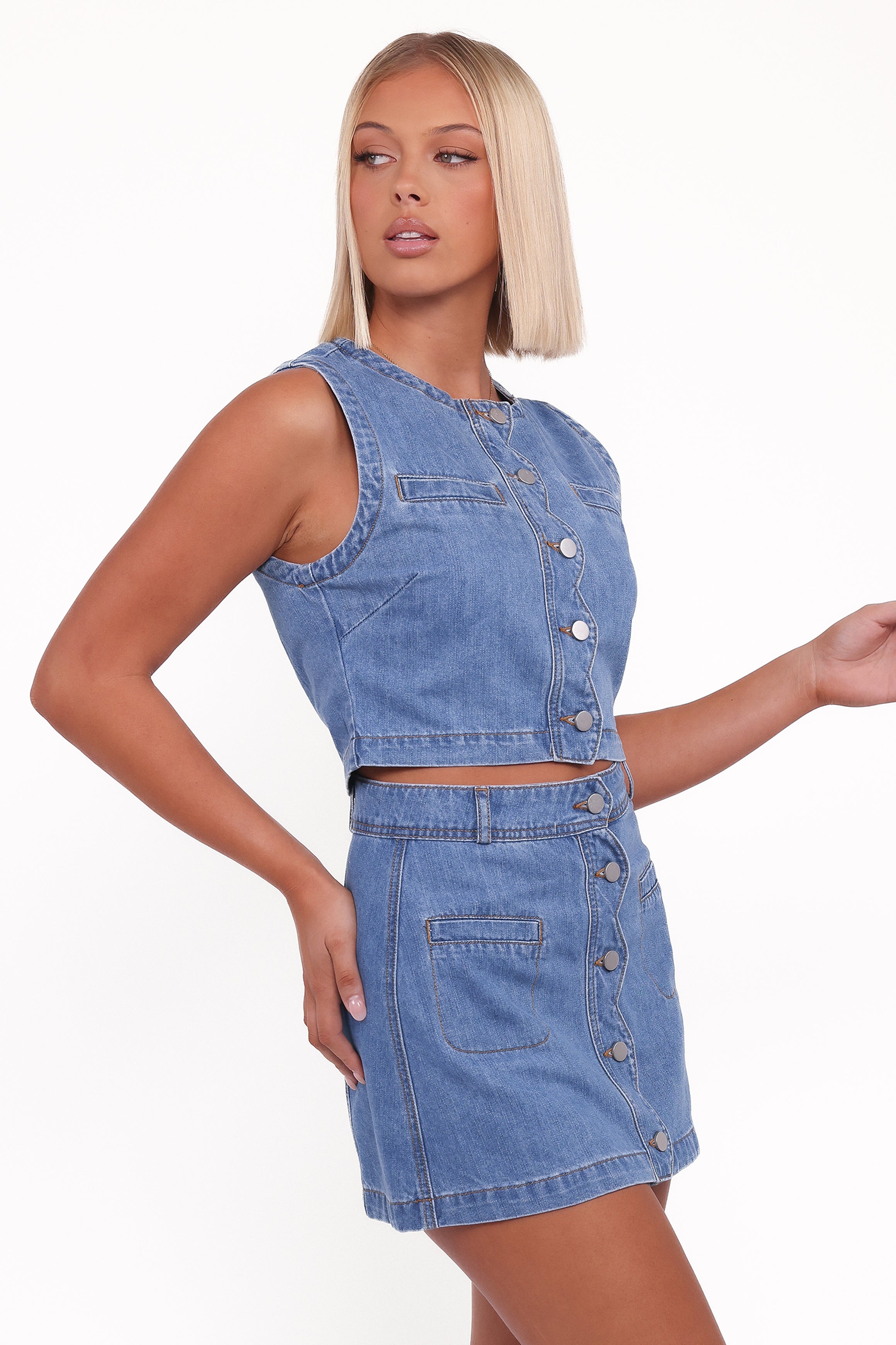 Petal and Pup USA SETS Karish Skirt Set - Medium Denim