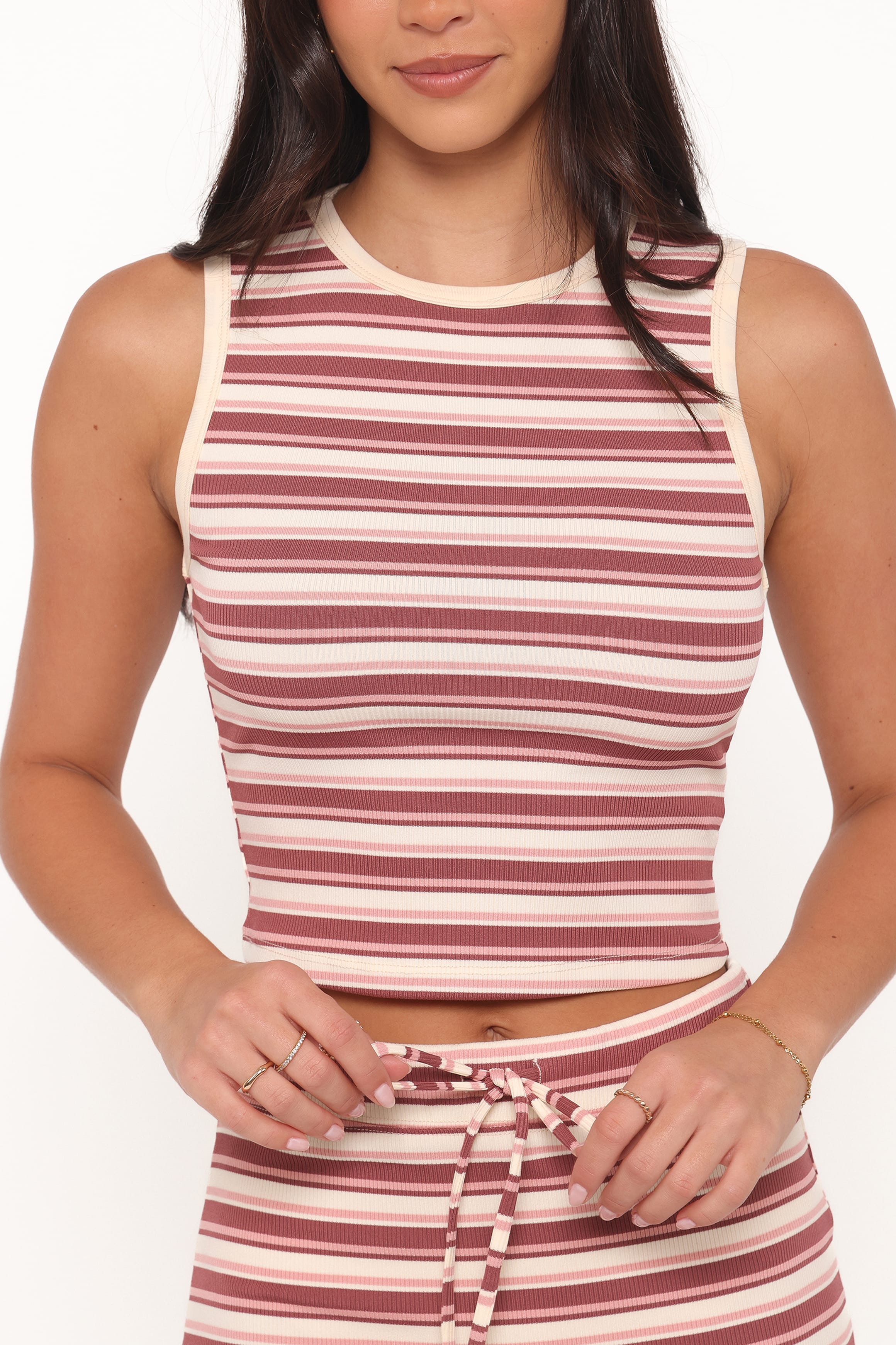 Petal and Pup USA SETS Kelly Maxi Skirt Set - Burgundy/Pink Stripe