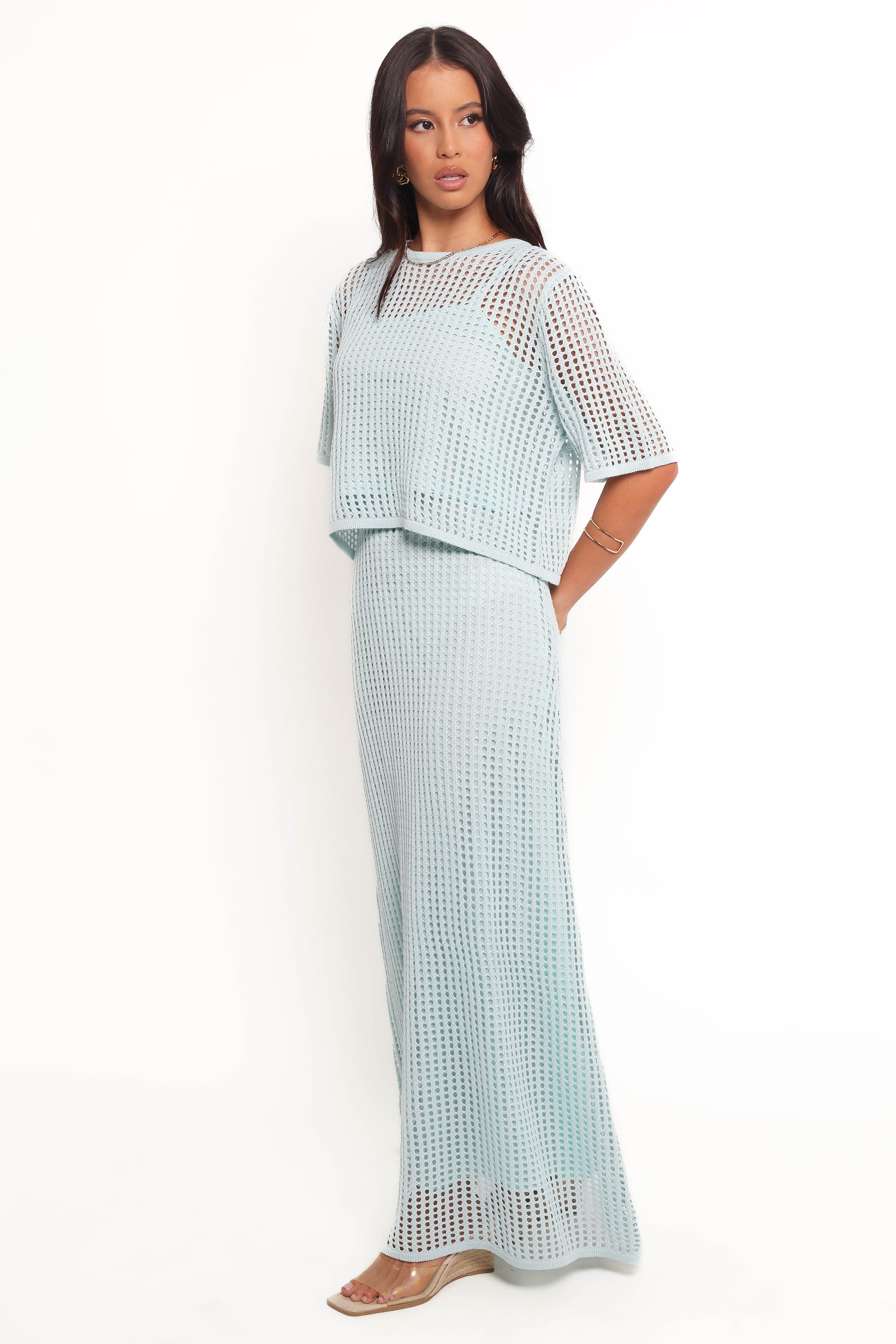 Petal and Pup USA SETS Kinnie Knit Skirt Set - Light Blue