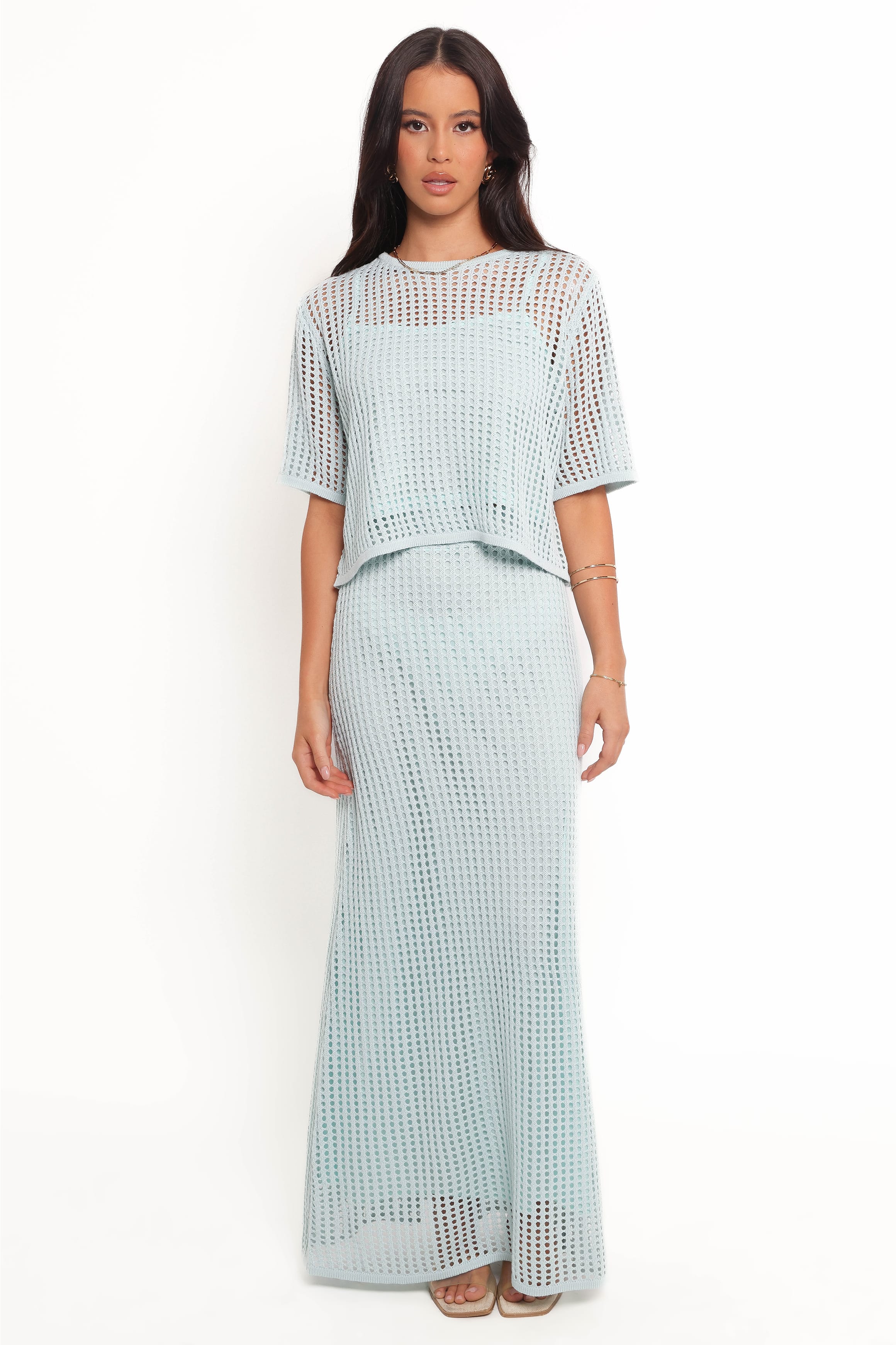 Petal and Pup USA SETS Kinnie Knit Skirt Set - Light Blue