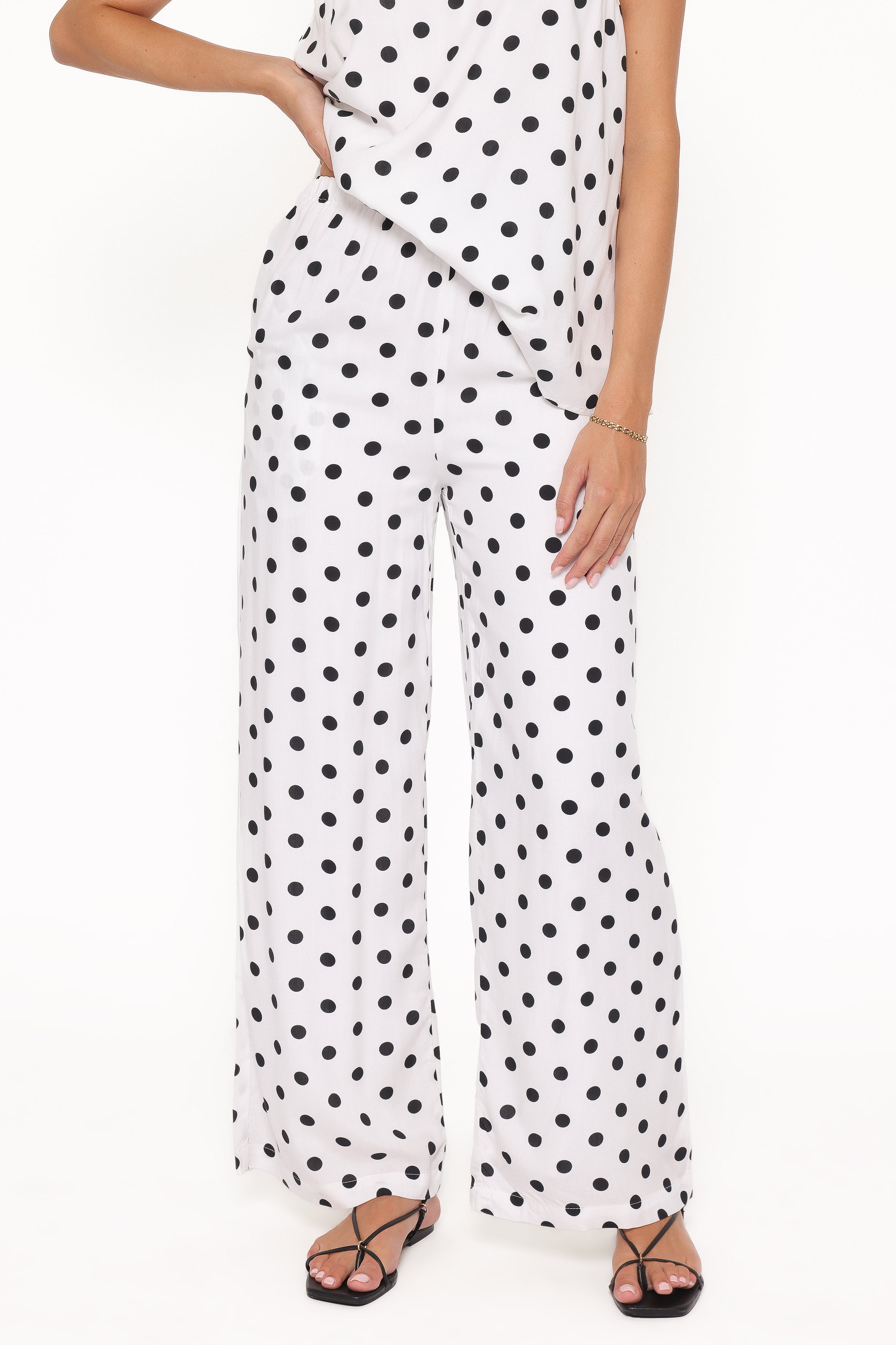 Petal and Pup USA SETS Kristy Pant Set - White/Black Polka Dot