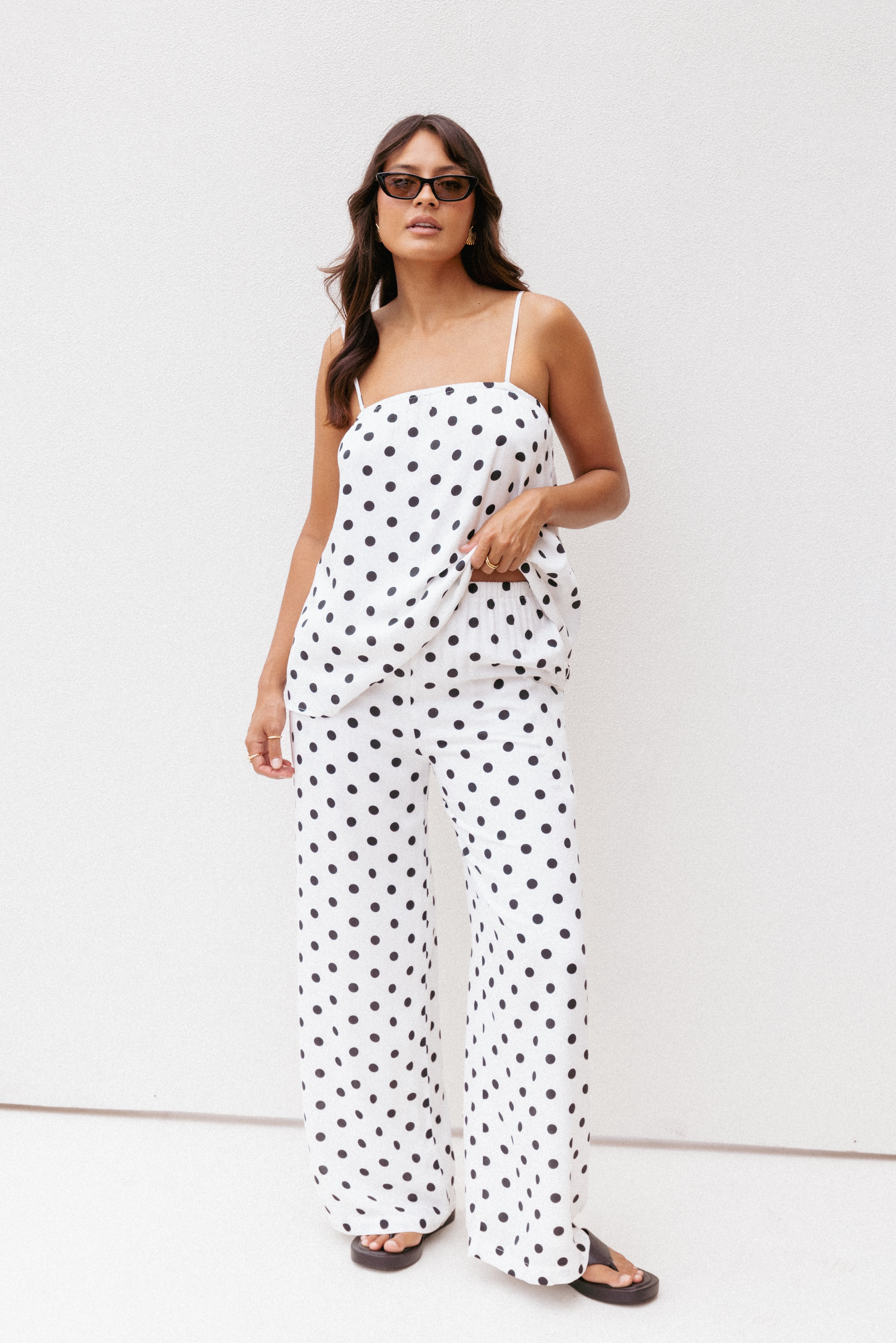 Petal and Pup USA SETS Kristy Pant Set - White/Black Polka Dot