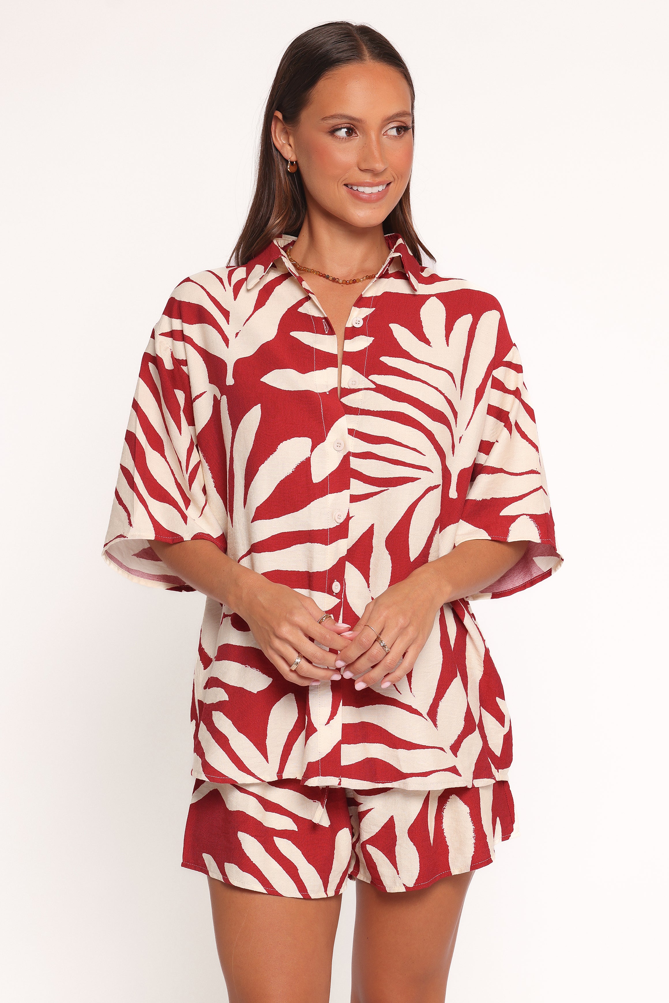 Petal and Pup USA SETS Lilo Short Set - Red Palm Print (Hold for Amazon)
