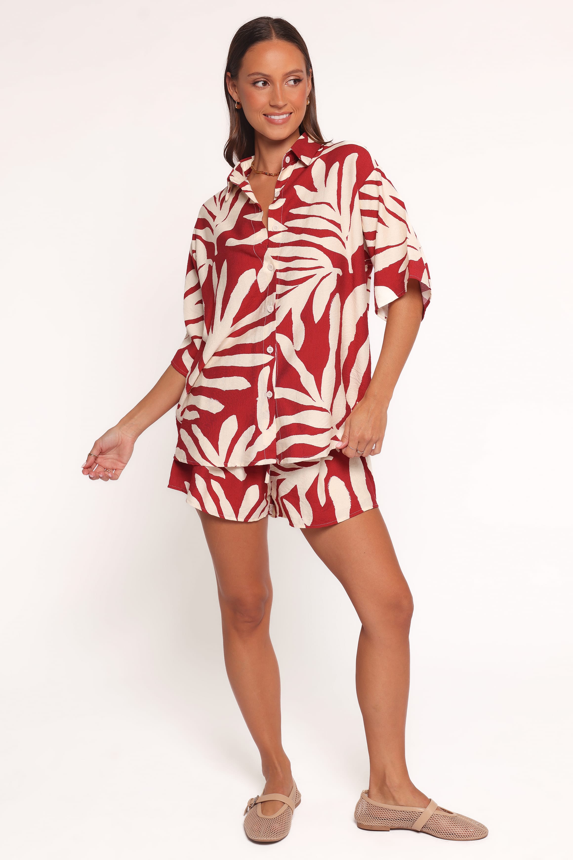 Petal and Pup USA SETS Lilo Short Set - Red Palm Print (Hold for Amazon)