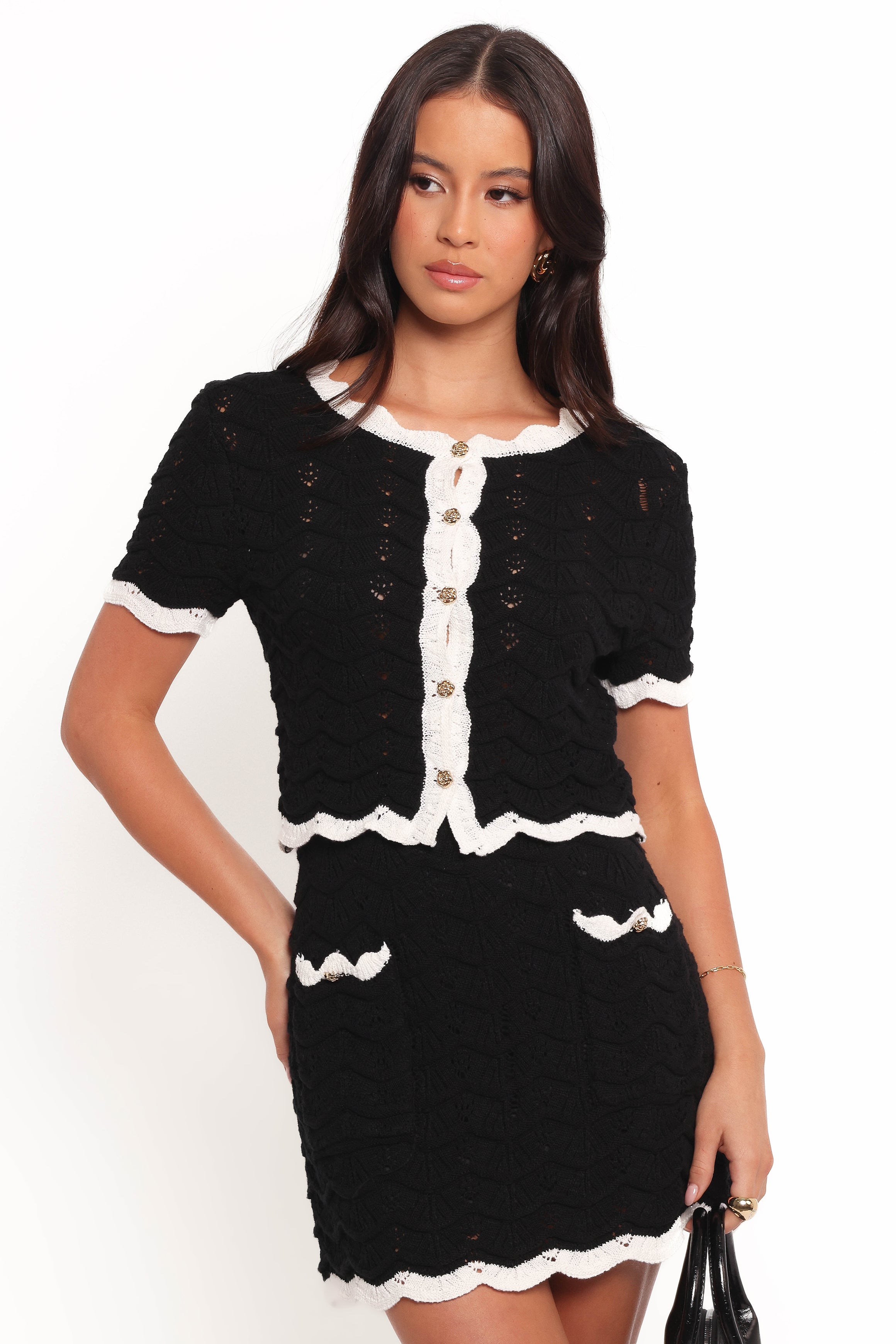 Petal and Pup USA SETS Madalyn Knit Skirt Set - Black