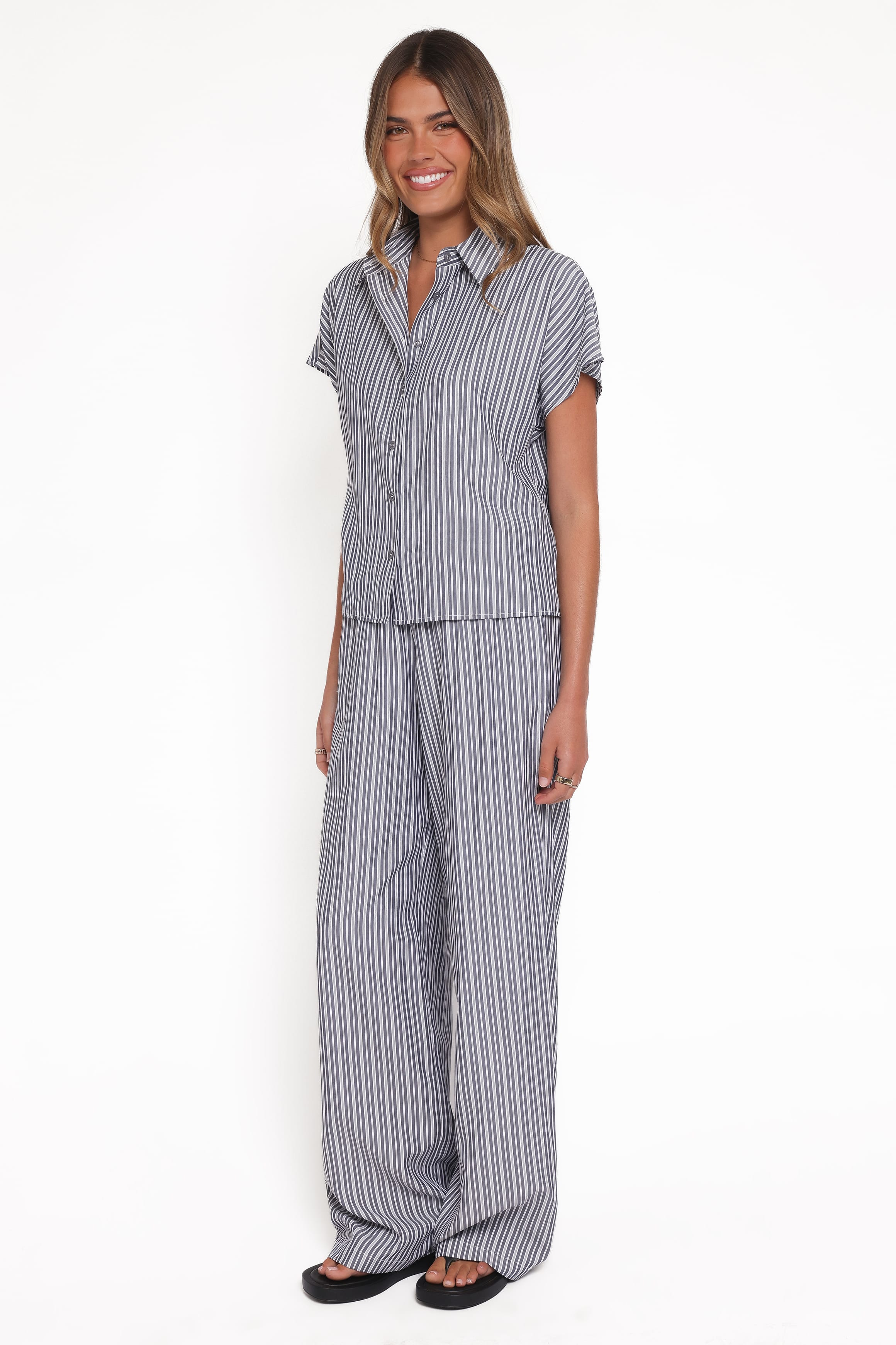Petal and Pup USA SETS Melanie Pant Set - Charcoal Stripe