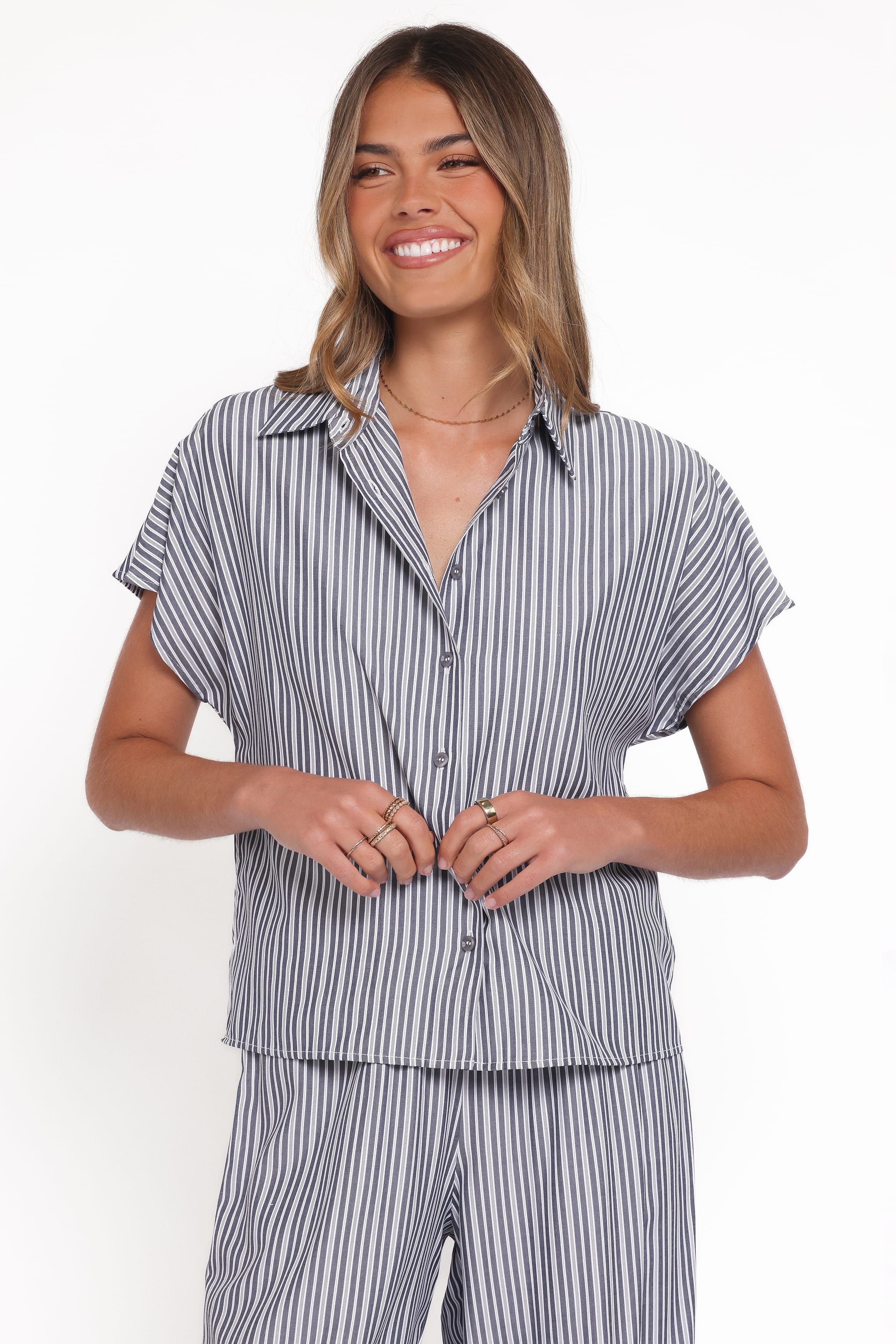 Petal and Pup USA SETS Melanie Pant Set - Charcoal Stripe