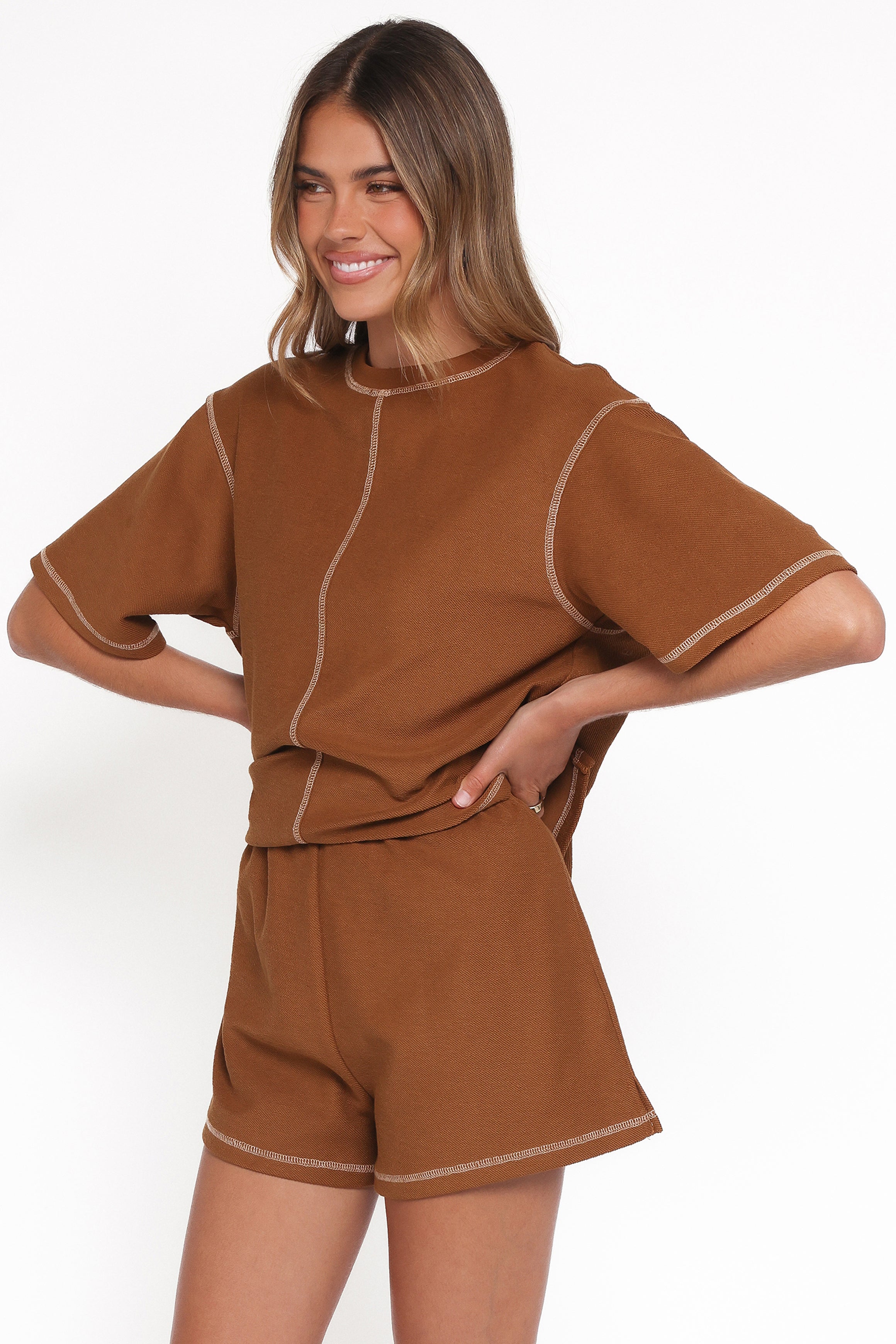 Petal and Pup USA SETS Melody Knit Short Set - Chocolate